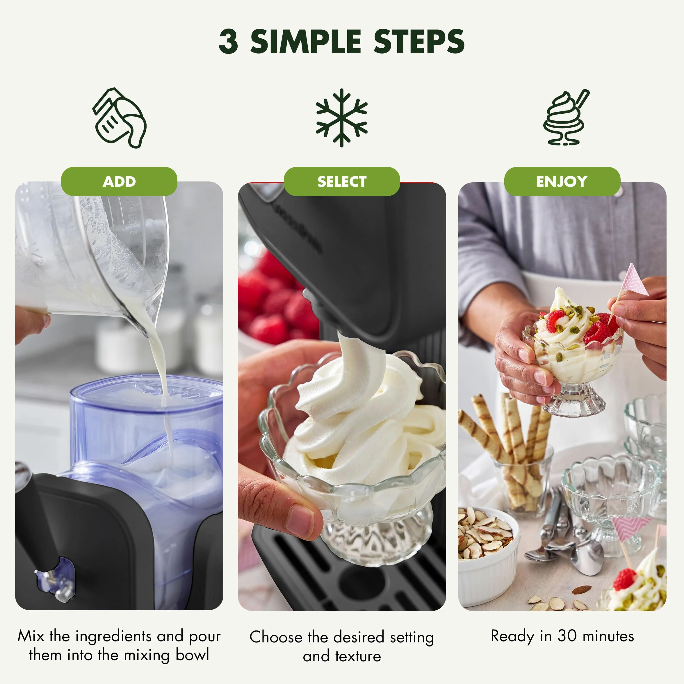 GreenPan Frost Gelatiera e Macchina Slushy, Gelato Soft Sorbetti Milkshake Frozen Yogurt, Senza Precongelamento, Pronta in 15 Min, 15-in-1, 6 Modalità, 7 Texture, Autopulente, Bianco