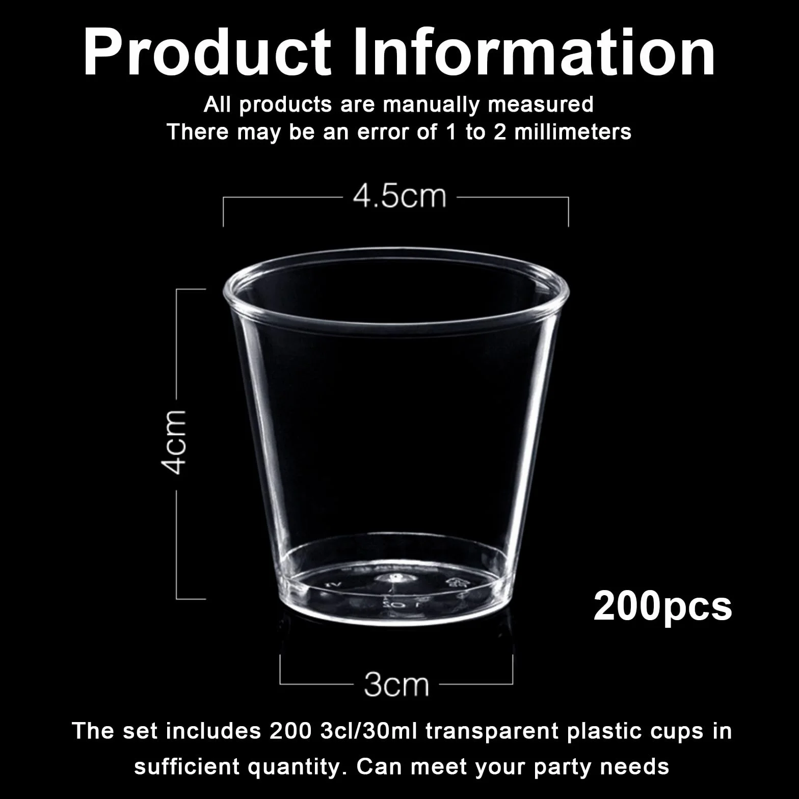 Sporgo 200 Bicchieri da Liquore in Plastica, 3 cl/30 ml, Trasparente