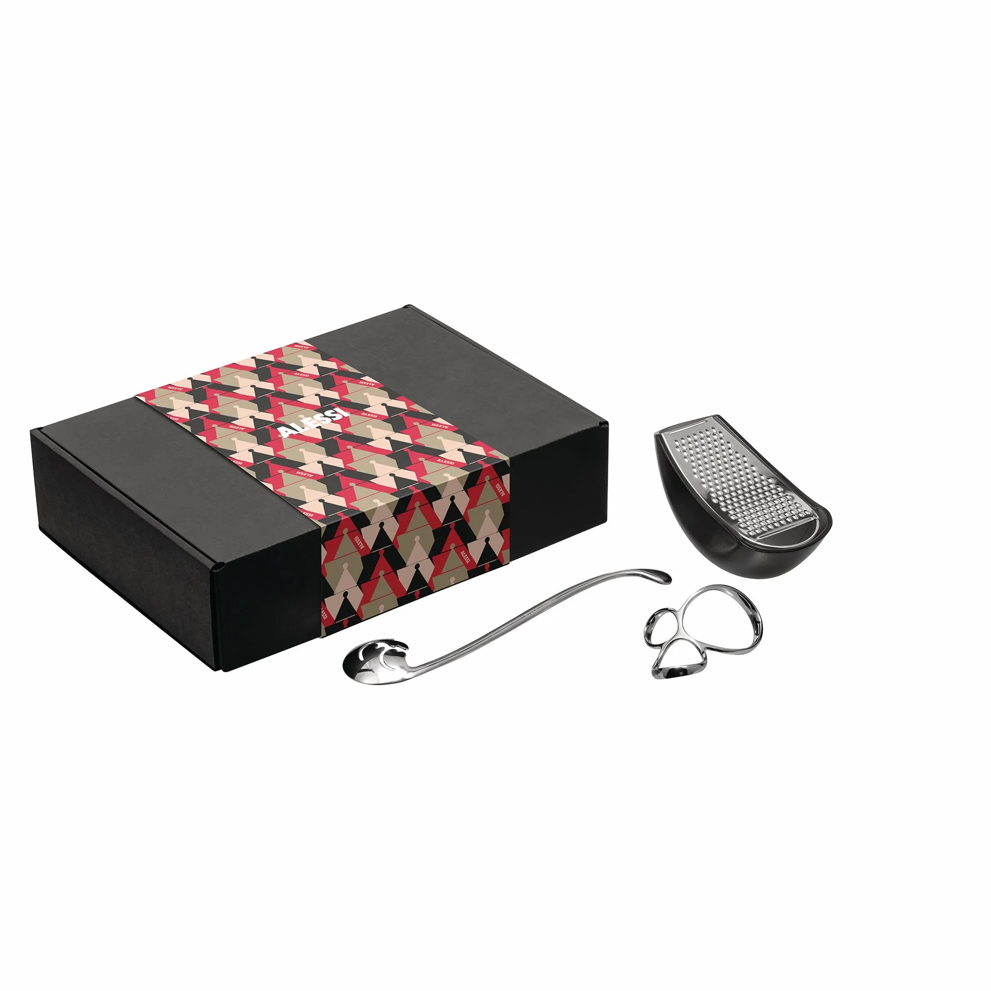 Alessi Alessi & Pasta MMI31SET - Set Composto da Assaggia Pasta, Dosatore per Spaghetti e Grattugia, in Acciaio Inossidabile 18/10 e Resina termoplastica, Multicolore