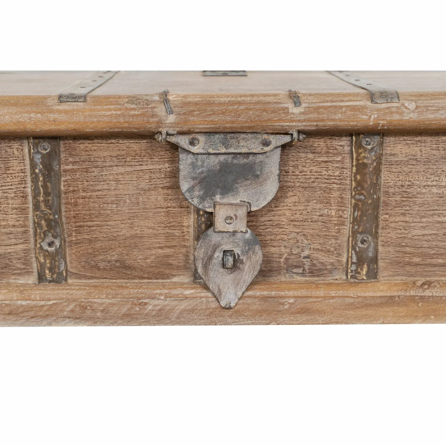 Biscottini Baule legno con panca contenitore 124x46x58 cm - Baule da interno in legno riciclato - Panca legno portagiochi vintage