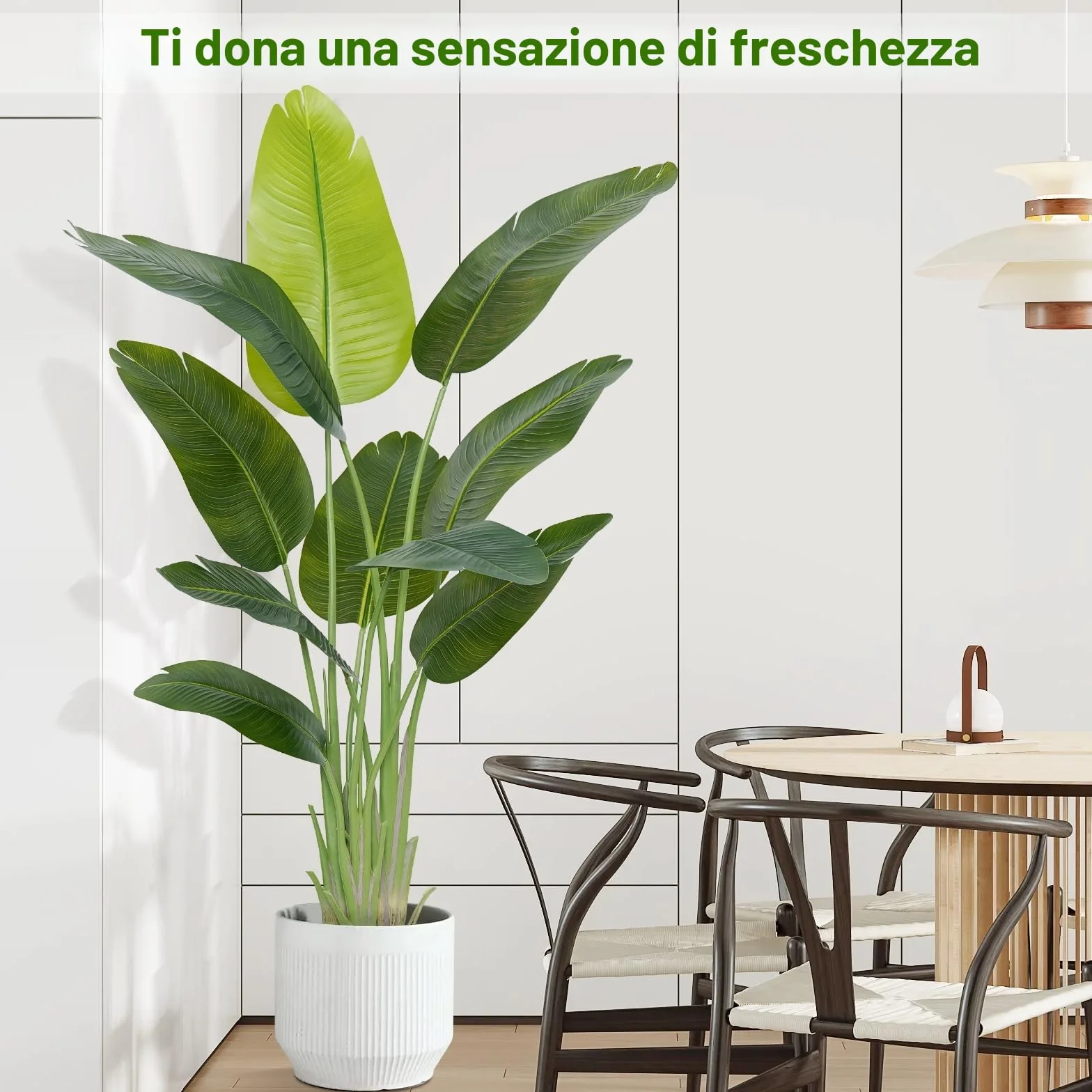 Pianta Artificiale Uccello del Paradiso 150cm Alta, Piante Finte da Interno Grandi Finta con 10 Foglie Albero di Banano Artificiale Per Interni Esterno Soggiorno Ufficio Giardino Dec（1 PACK）