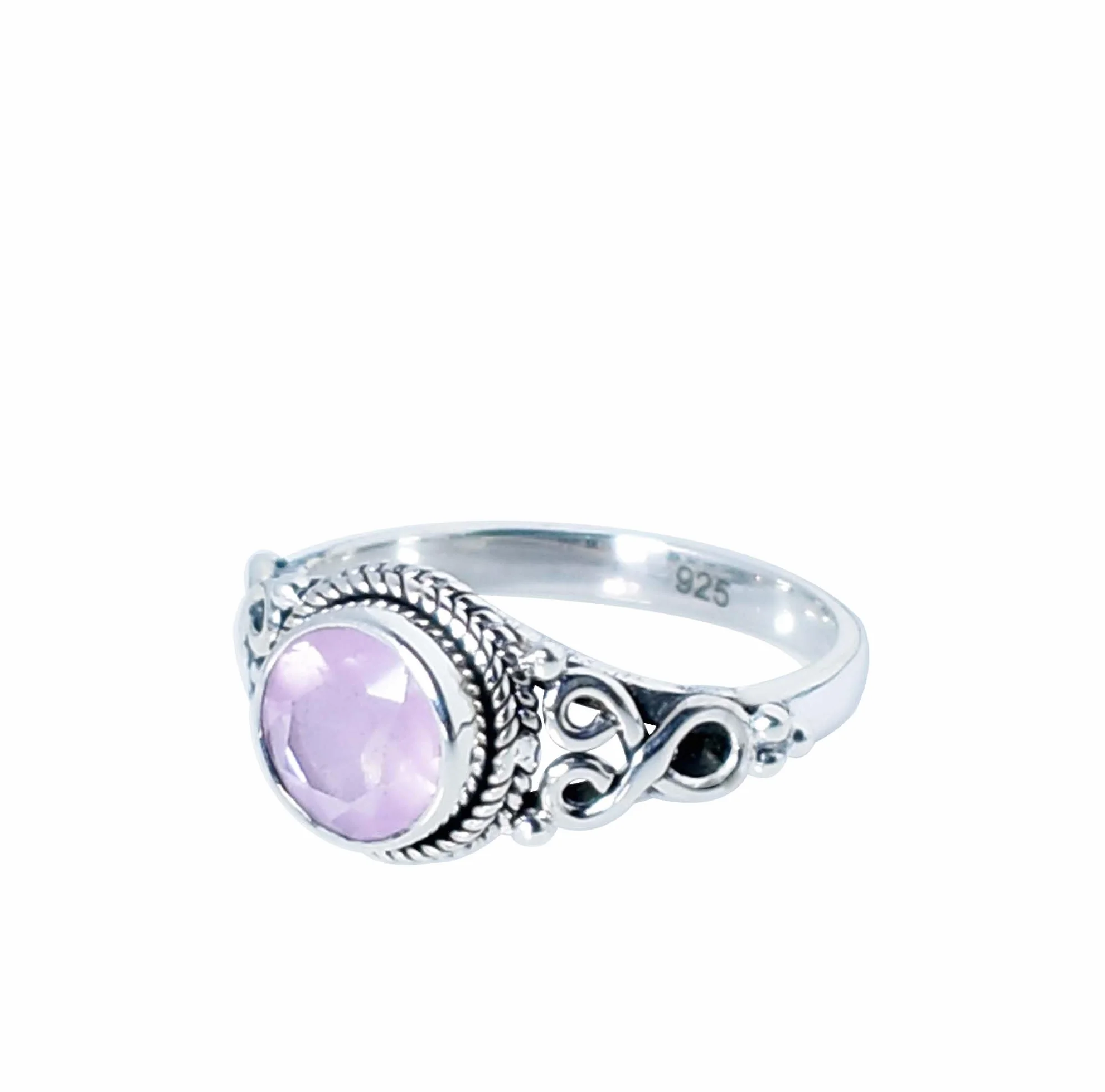 Anello in quarzo rosa Gems Vibes argento Sterling 925 fatto a mano misura 6