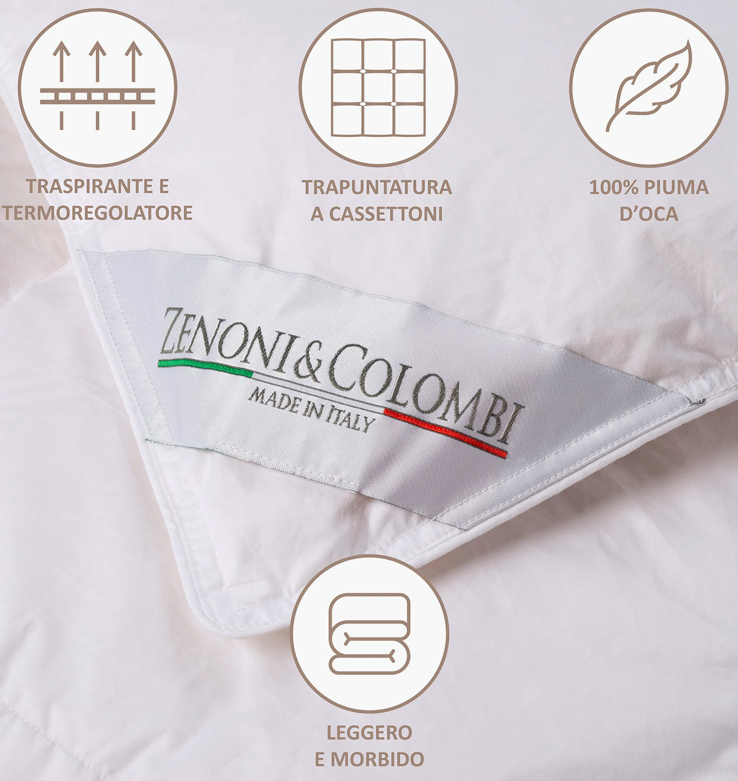 Zenoni & Colombi Piumino Bimbo Invernale in 100% Piuma D'Oca Vergine Siberiano, Piumone 5 Punti di Calore Made in Italy (Lettino 100x130cm)