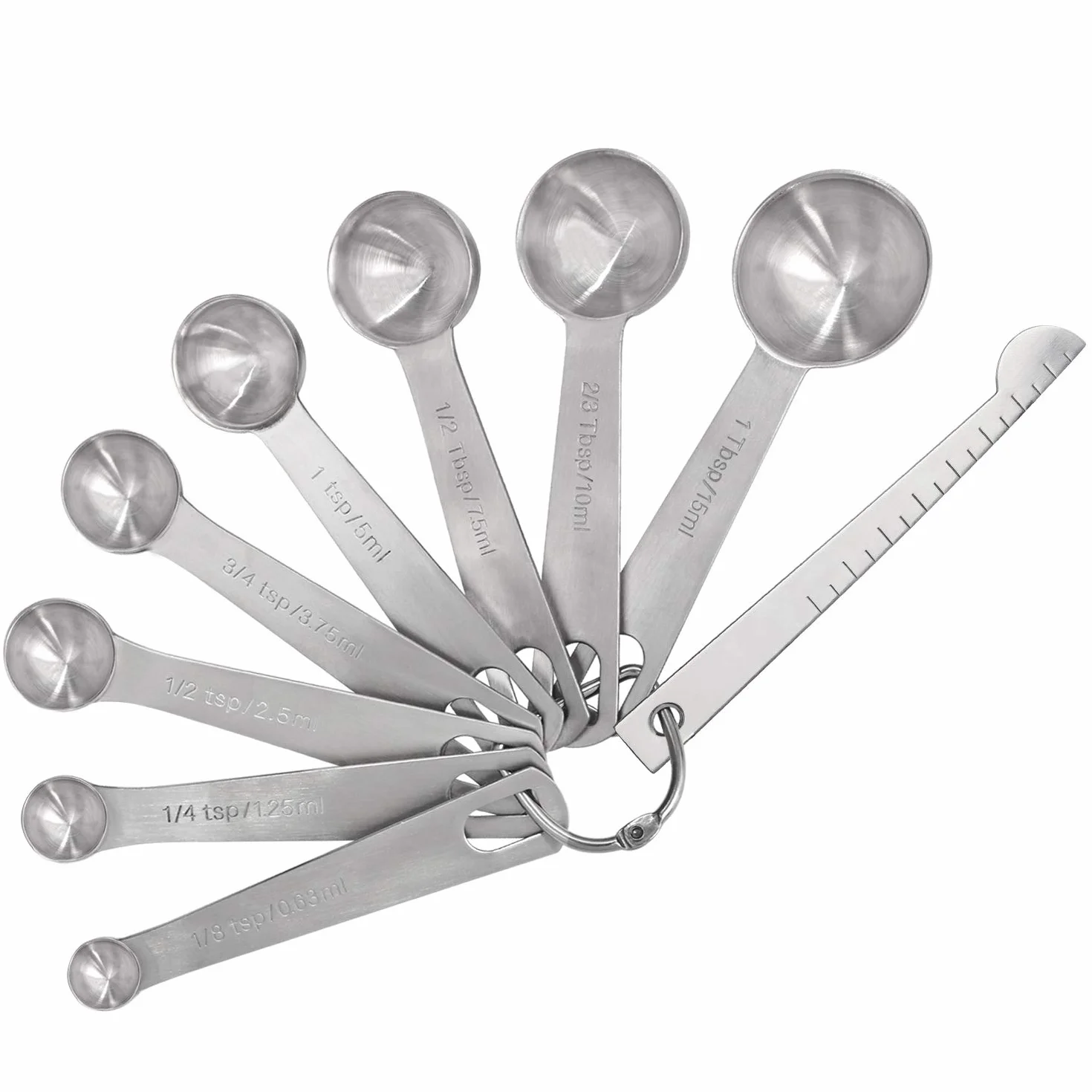 Vicloon Cucchiai Dosatori, Set di 9 Misurini in Acciaio Inox 304 Measuring Spoons Preciso Cucina Misurini Cucchiai Dosatore Set per Misurazione a Secco e Ingredienti Liquidi