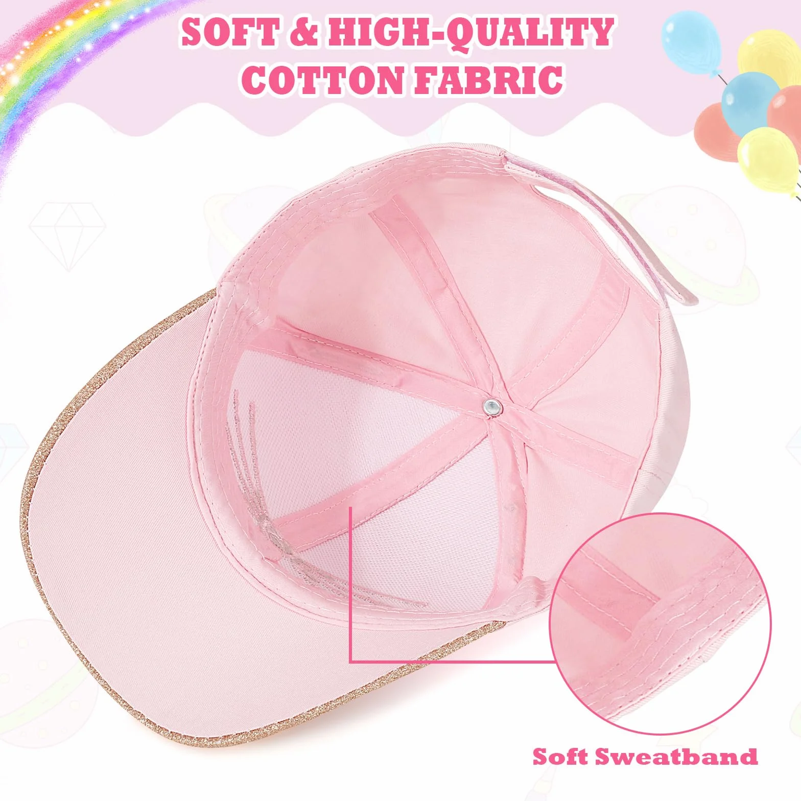 Hifot Cappello da Baseball Bambina Occhiali da Sole Protezione UV Regolabile Visiera Paillettes Berretto Estivo