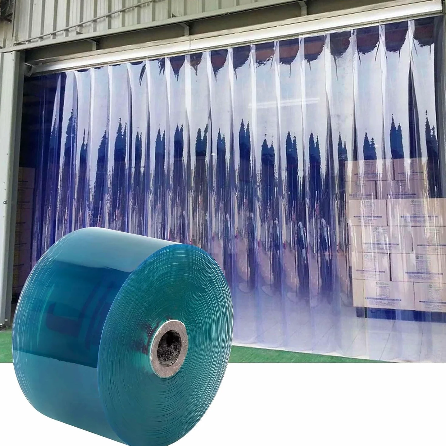 Tenda a strisce in PVC, 0,6 x 164 m, spessore 2 mm, trasparente, trasparente, resistente alle intemperie, in PVC, per animali domestici, 0,18 x 50 m