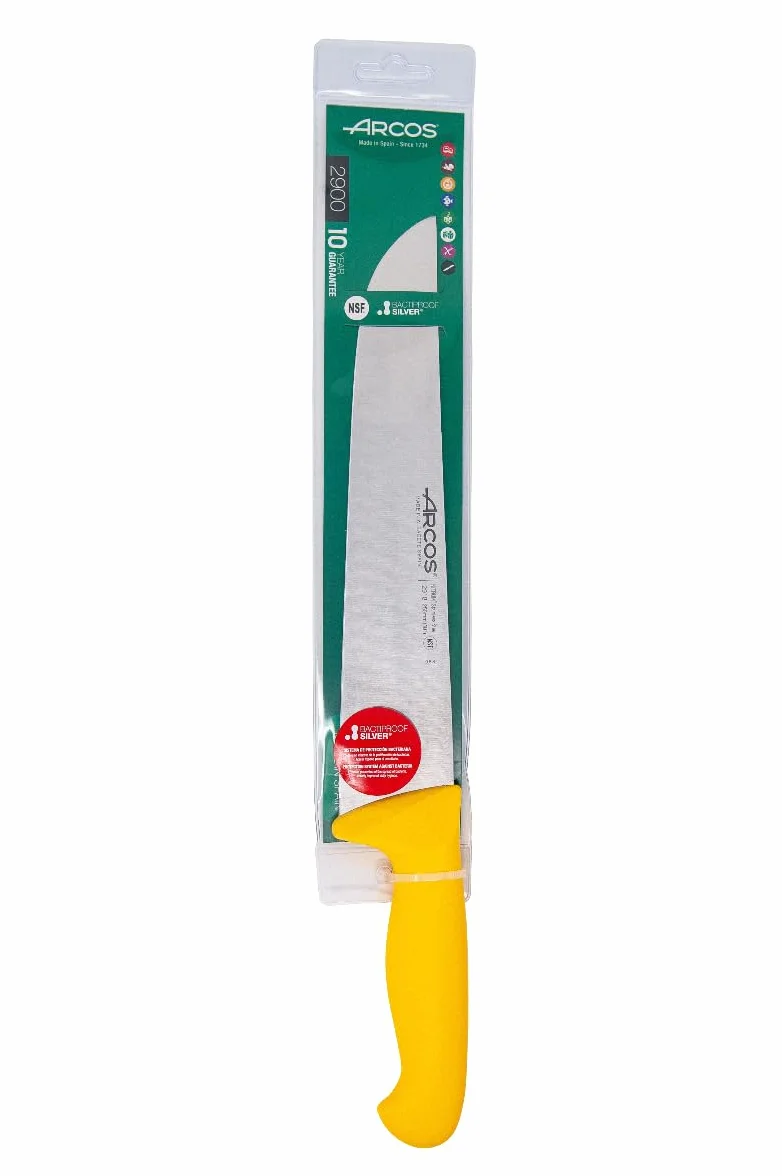 Arcos Coltello da Macellaio con Lama in Acciaio Inossidabile 250 mm – Coltello da Cucina Professionale per Tagliare Carne, Pesce e Verdure – Manico Ergonomico in Poliossimetilene, Giallo, Serie 2900