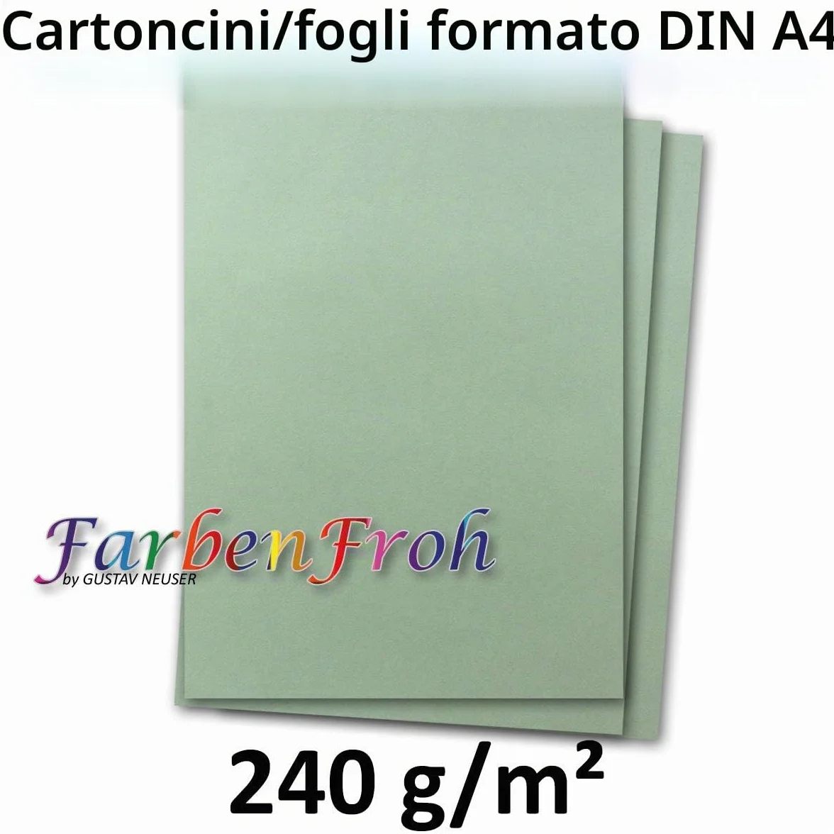 FarbenFroh Carta DIN A4 240 g/m² 21 x 29,7 cm Verde Eucalipto Fogli per Bricolage
