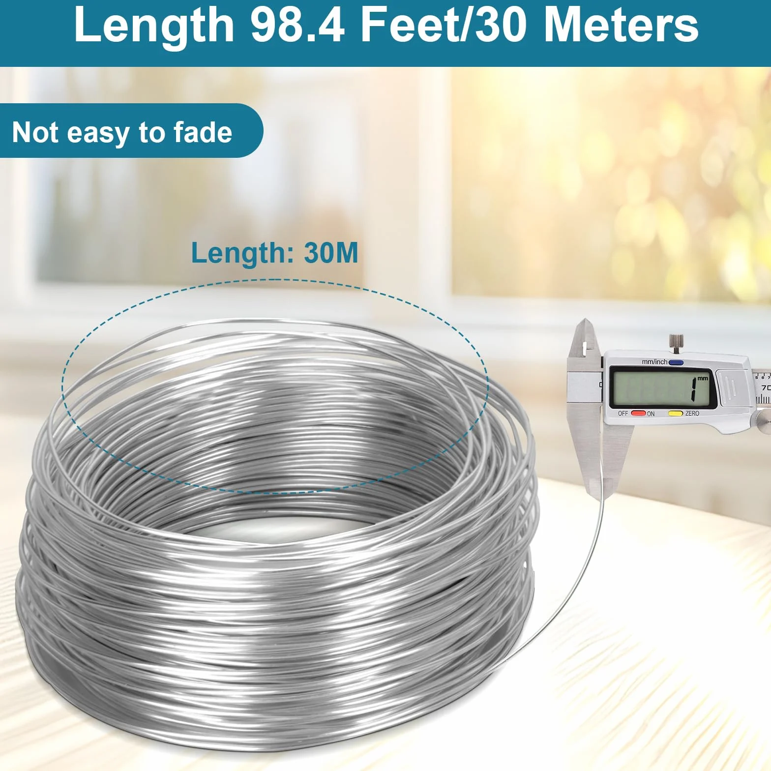 Filo Alluminio 1mm x 30M, Filo di Ferro Modellabile per Bigiotteria Gioielli DIY