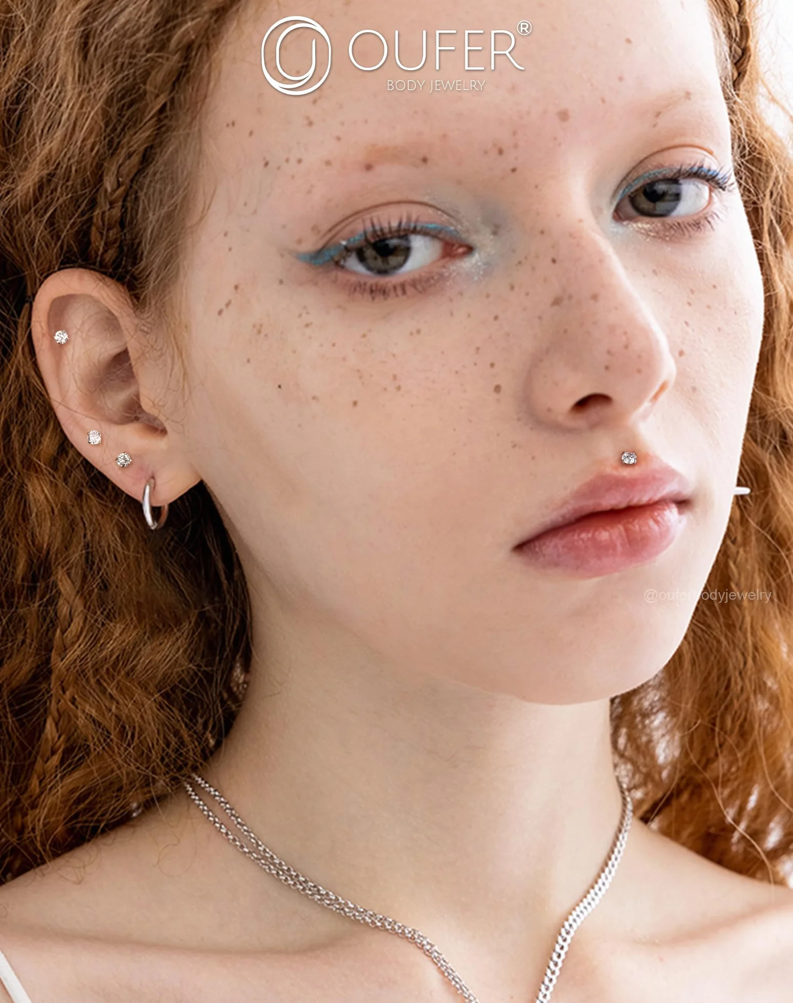 OUFER 16G Piercing Helix Filettato Interno Argento 925 Conch Lobe Lip Stud Trasparente 2/2.5/3 mm CZ Gioielli Per Il Corpo