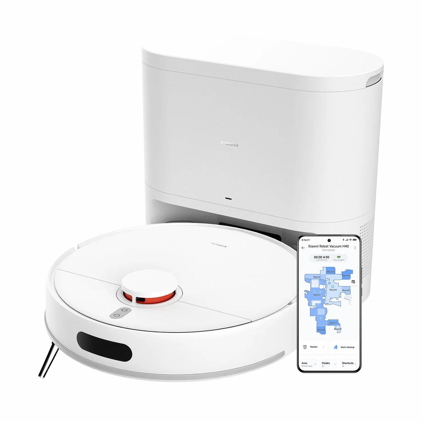XIAOMI Robot Vacuum H40, Aspirapolvere e Lavapavimenti all-in-one, Potenza di Aspirazione 10.000Pa, Mappatura ad alta precisione con LDS, Ideale per Tappeti a Pelo Corto e Pavimenti Duri
