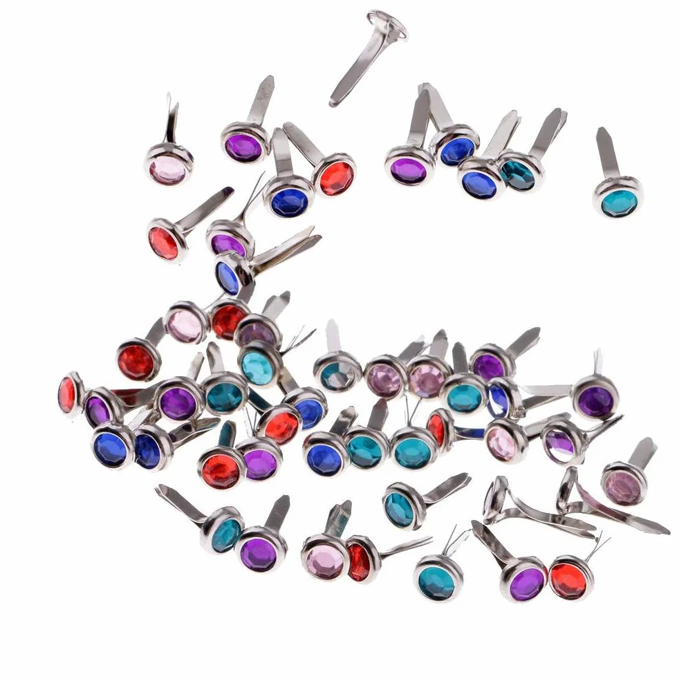 Deolven Mini Fermacampioni,100 Pack Colori Misti Mini Brad in Metallo Scrapbooking Brads Rotondi Piccoli Fermacampioni per DIY Decorativi