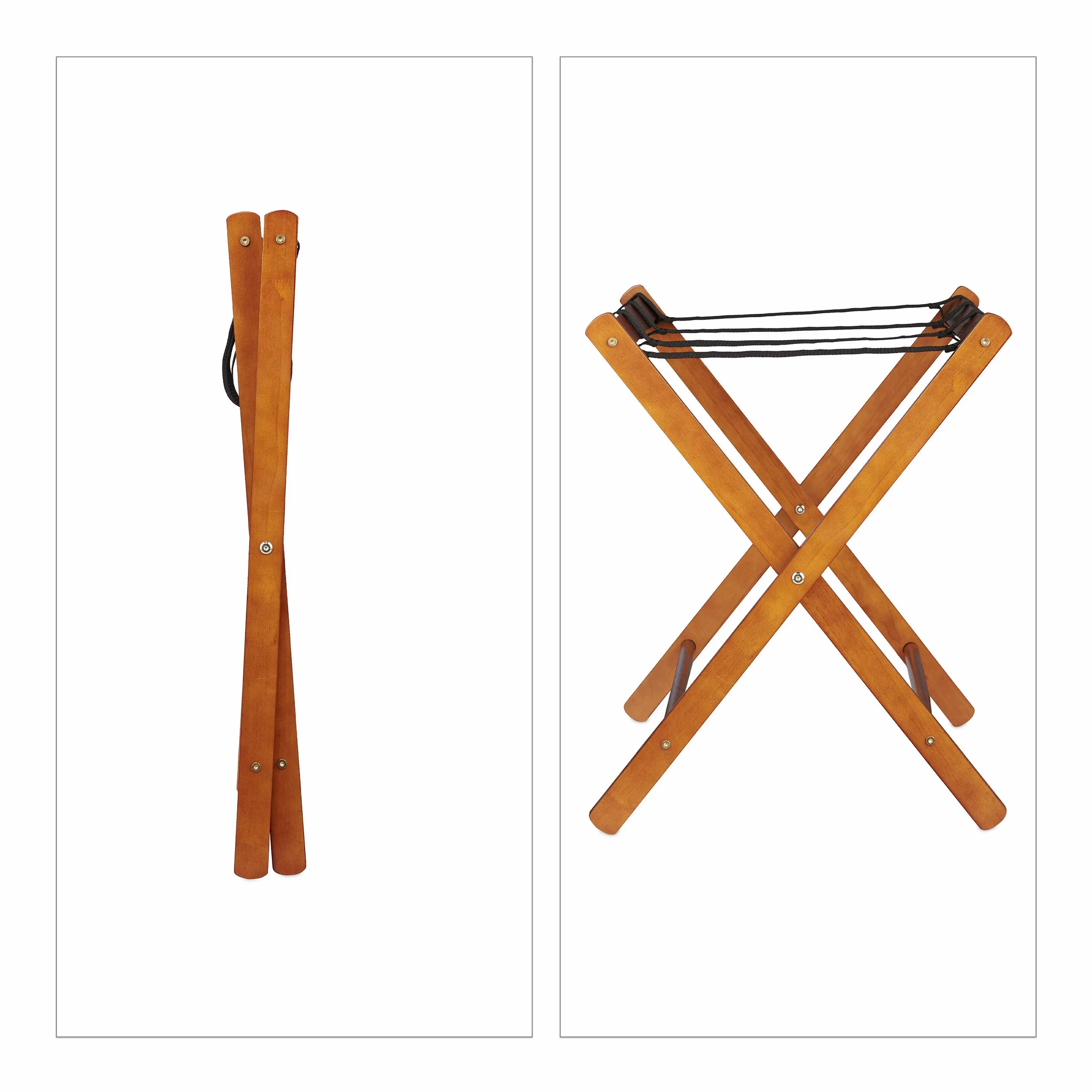 Relaxdays Portavaligie Pieghevole Legno HLP 54,5 x 66 x 44 cm Naturale
