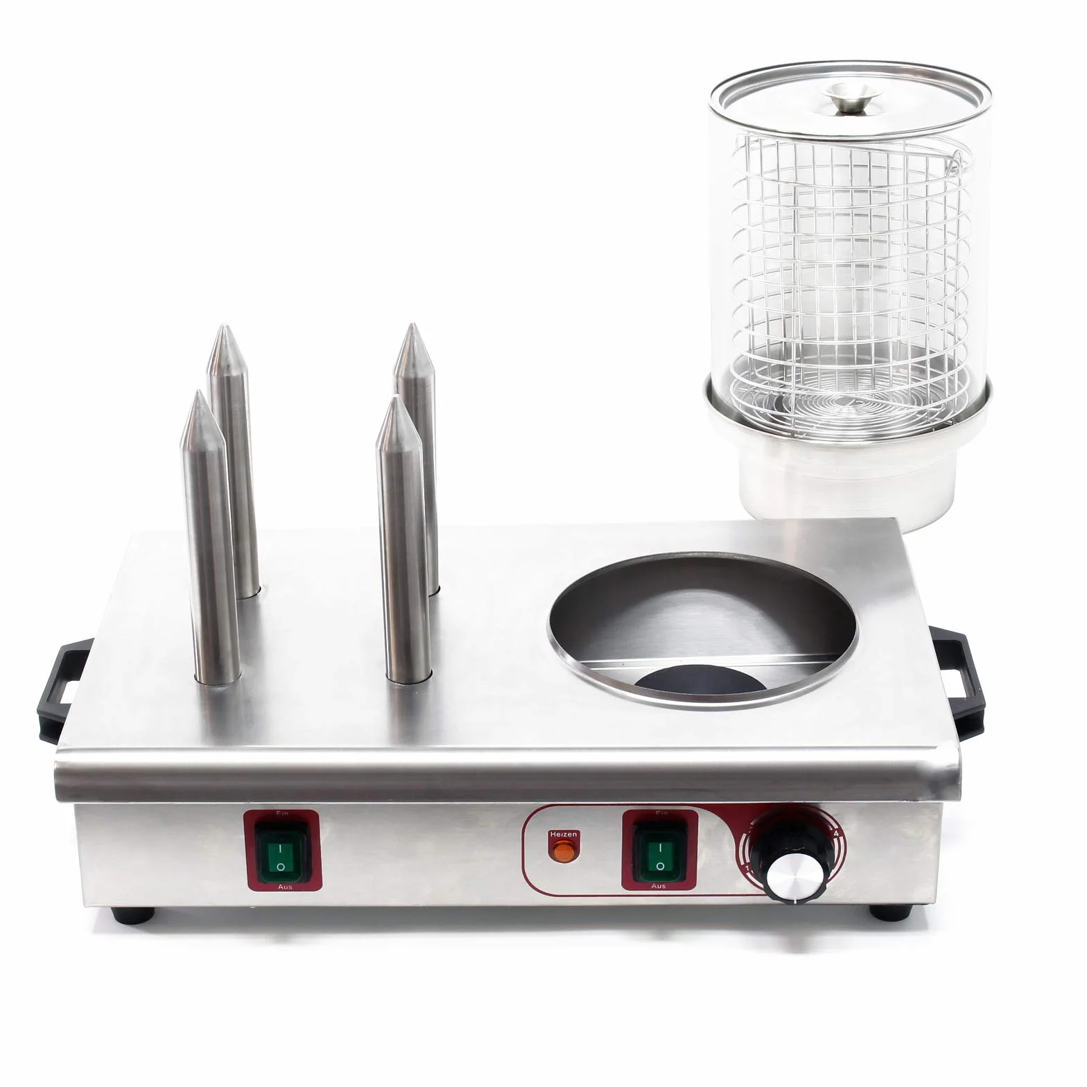 Wiltec Macchina per hot dog 650 watt, 4 punzoni scaldapane Cuoci wurstel