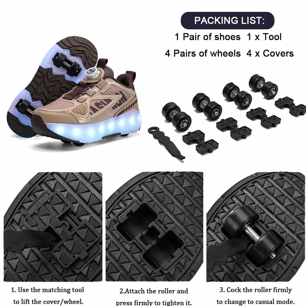 ENEN Scarpe con Rotelle Luce Bambina Bambini Sportive Scarpe da Skateboard 4 Ruote Sneakers Outdoor Multisport 29-40 EU