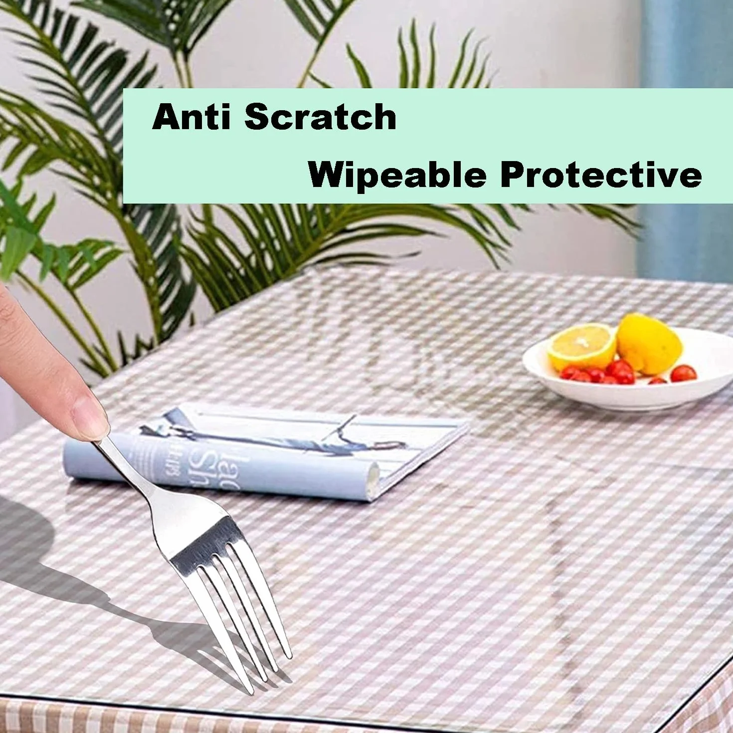 Sottomano da scrivania trasparente, a prova di olio, 1,5 mm di spessore, rettangolare, protezione per tavolo da pranzo, copertura trasparente per tavolo da computer, disponibile in varie dimensioni,