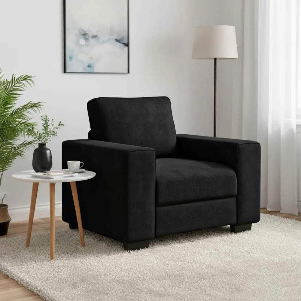 vidaXL Divano Sedia Nero 100x77x82 cm Velluto, Divano Singolo, Divano Comfort, Sedia TV, Divano, Divano Seduta, Divano Relax, Divano per Il Tempo Libero