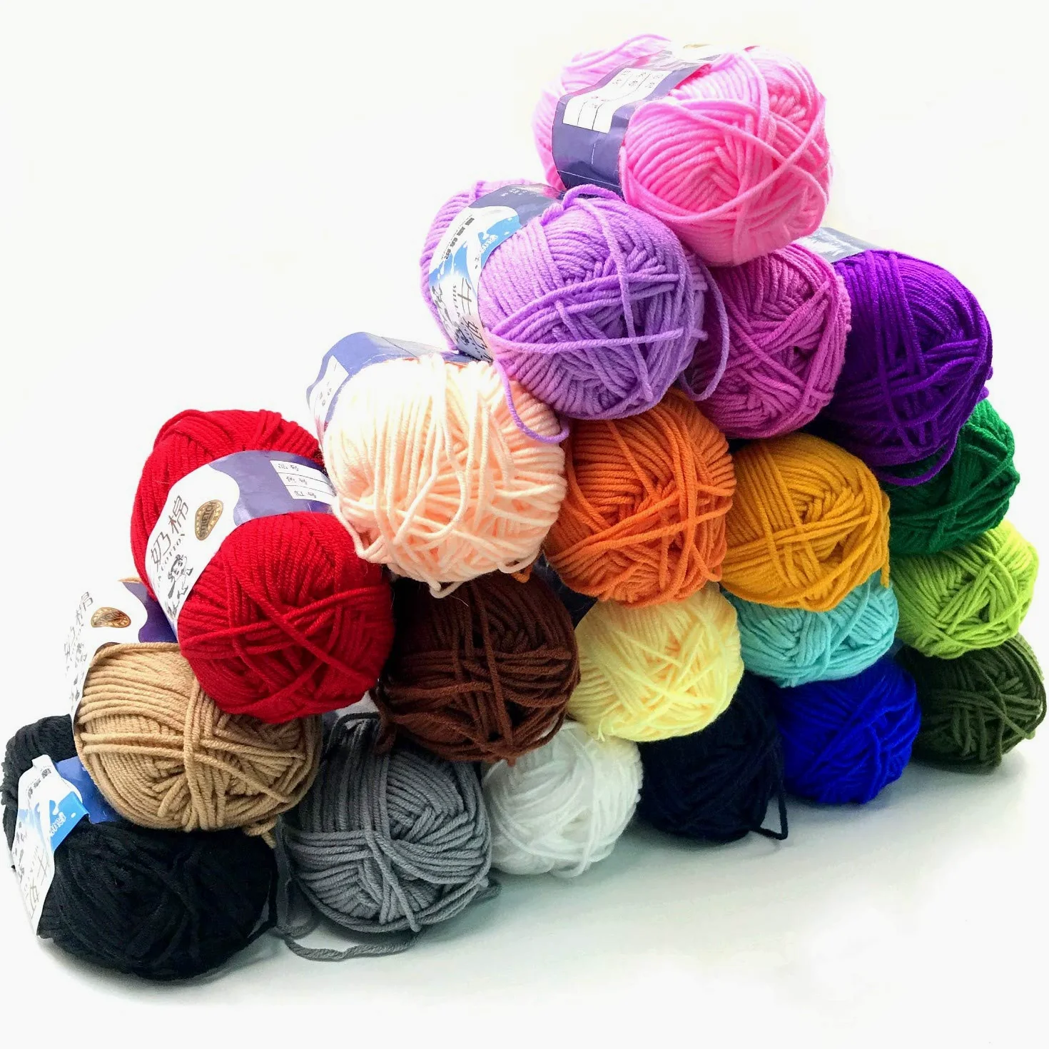 JZK 20 Multicolore 50g Super Morbido Filato di Lana di Cotone, matassine gomitoli Cotone per Uncinetto e Maglia per Indumenti Bambini amigurumi Cappello Sciarpa