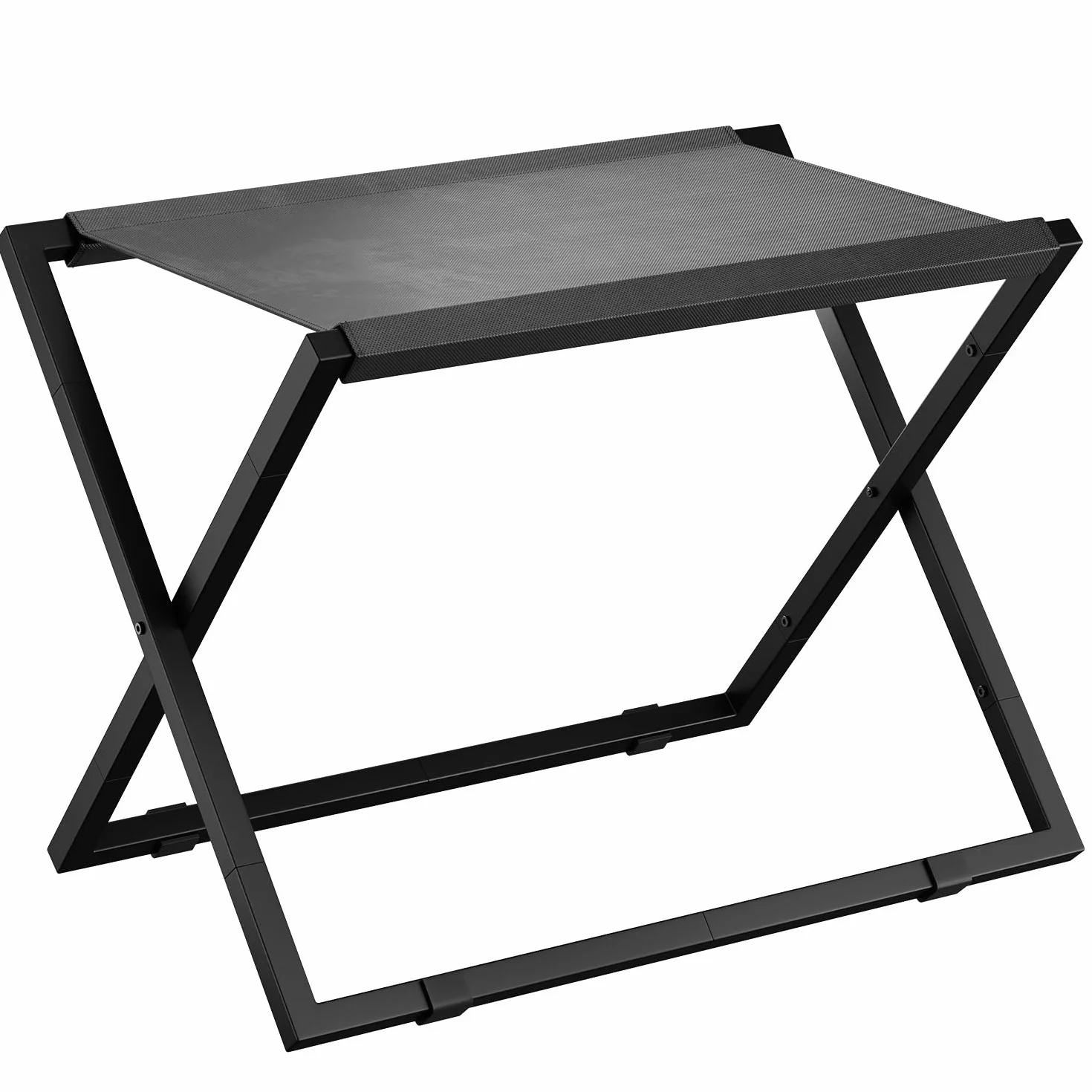 IBUYKE Luggage Rack Foldable Suitcase Stand Metal Holder Black
