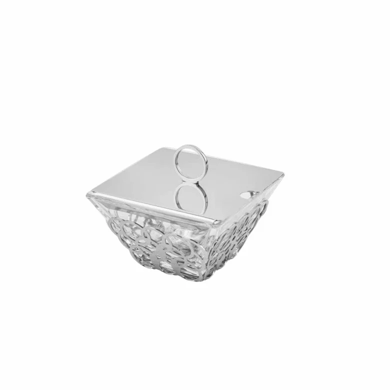 Formaggiera in Acciaio Acciaio Inox 18/10 cm 11x11 h.8 mm 1, Lucido