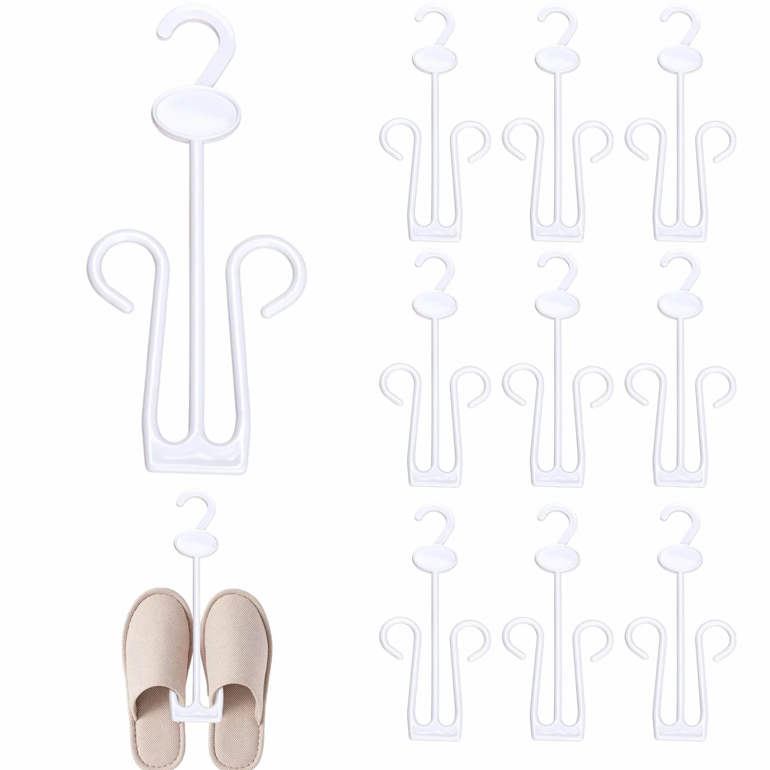 Set 10 ganci per scarpe da appendere, organizer per pantofole cotone
