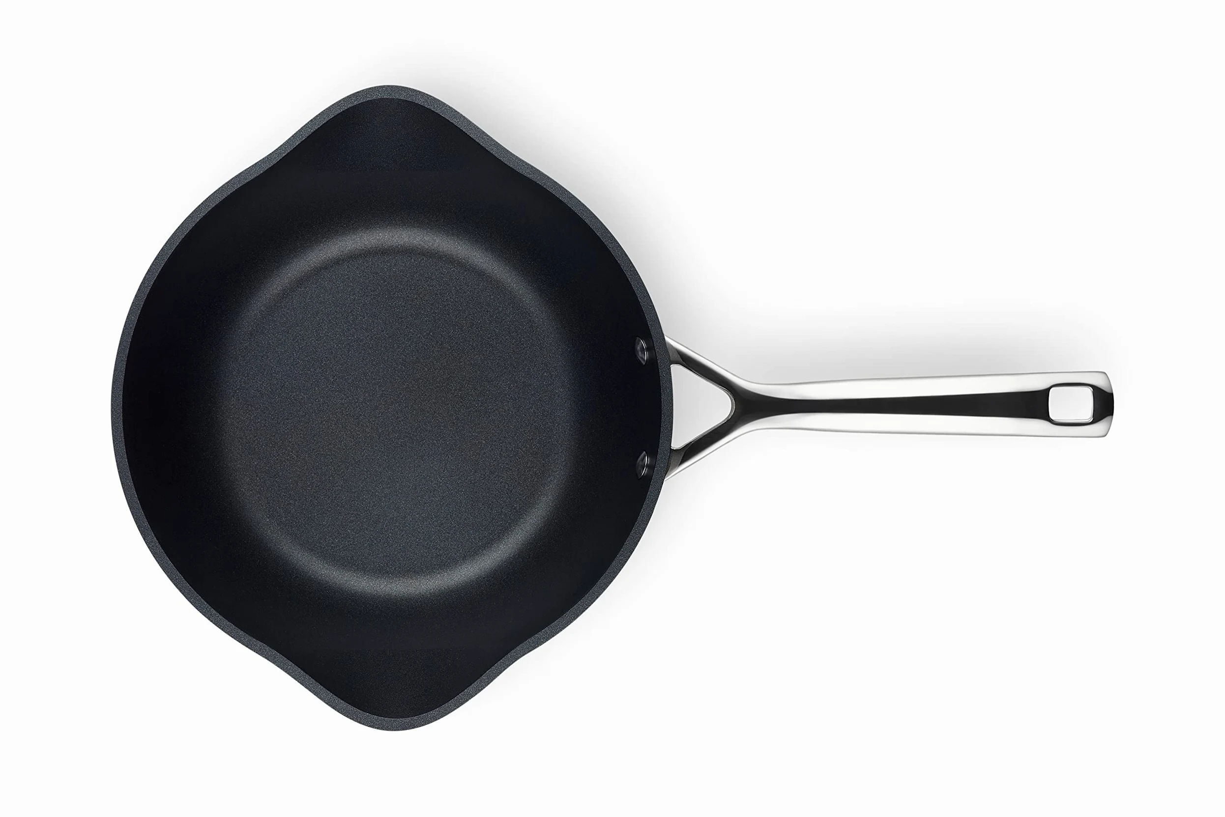 LE CREUSET Toughned 51101240013100 - Padella antiaderente con beccuccio e coperchio, 24 x 8,5 cm, colore: Argento