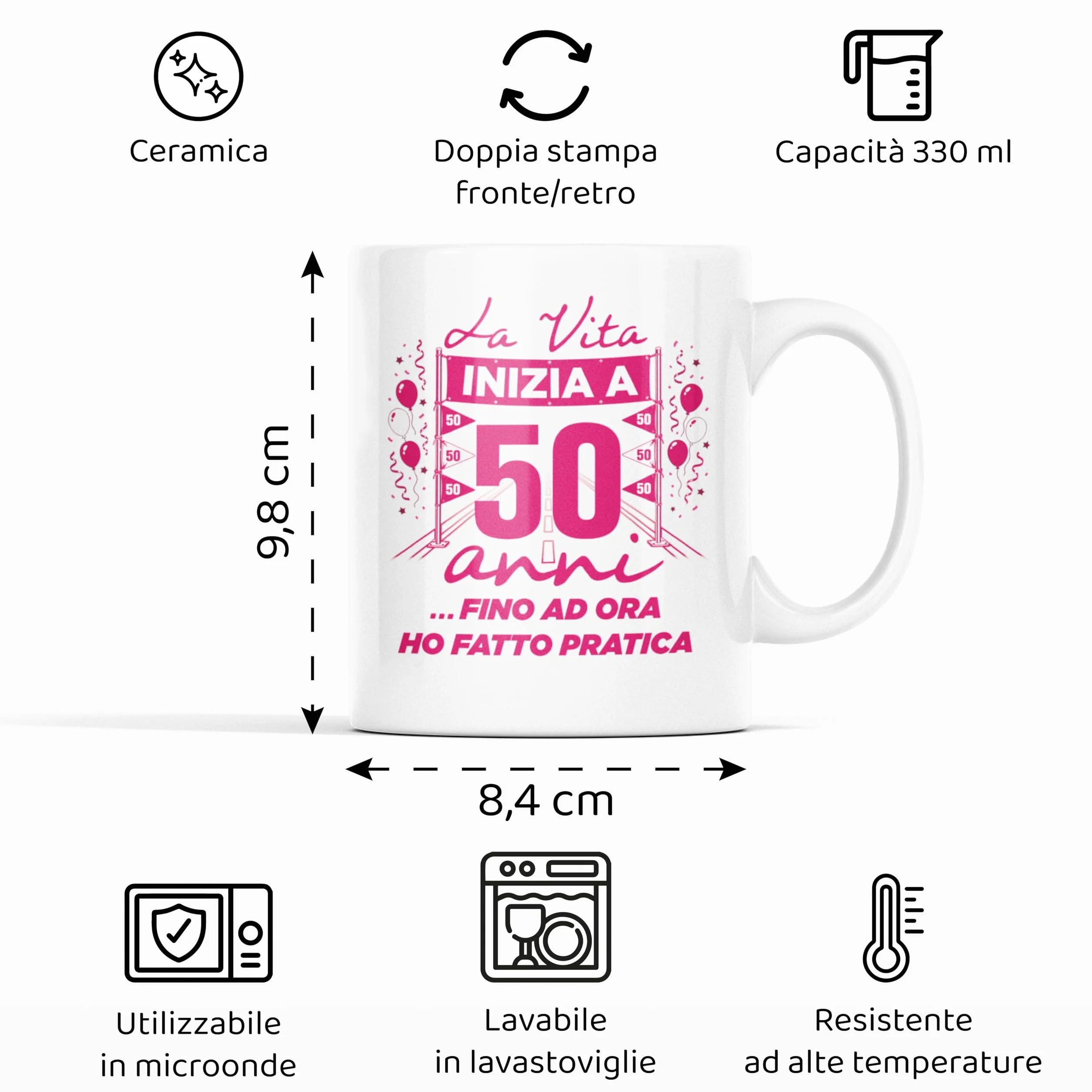 Gesar Tazza 50 Anni Donna Regalo Compleanno Idea Regalo Divertente Cinquantesimo Compleanno Gadget Donna