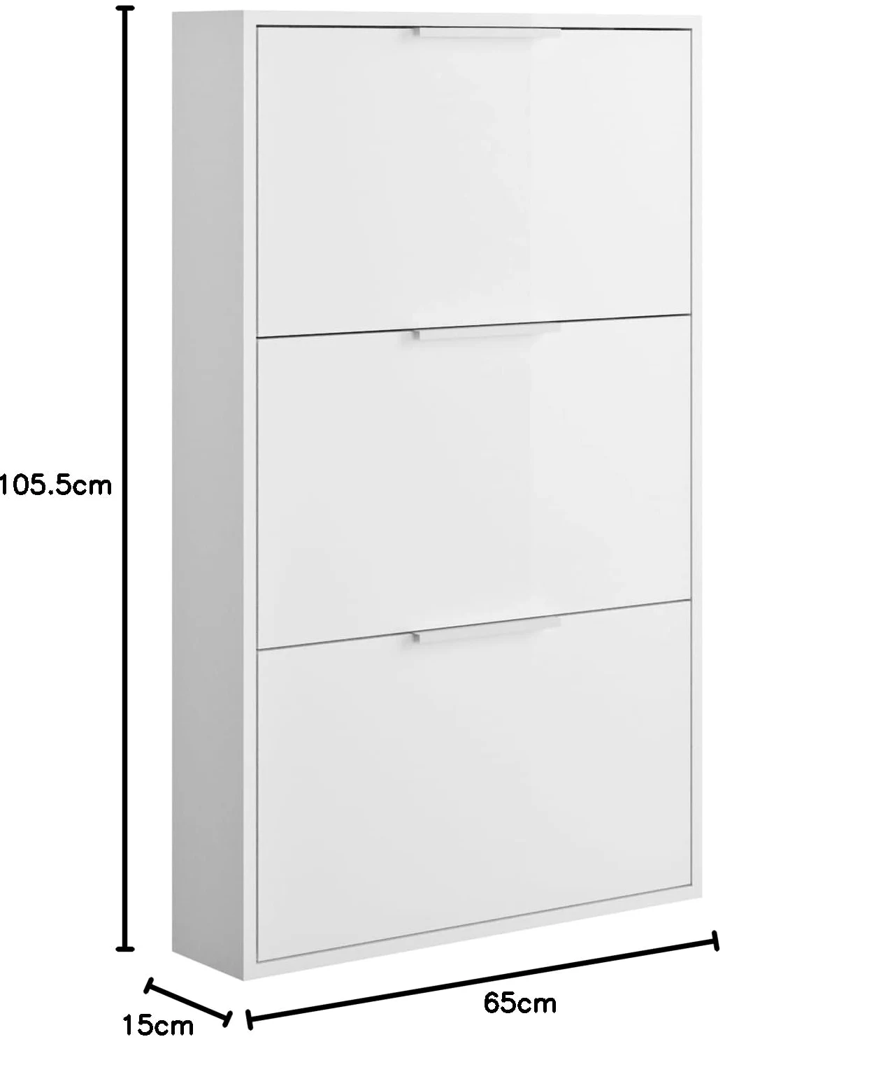 Composad | Scarpiera Slim della Linea ESPRESSO con 3 Ribalte, Scarpiera Salvaspazio, per Ingresso, Ripostiglio, Portascarpe, (LxAxP) 65x105,5x15 cm, Colore Bianco laccato, Made in Italy