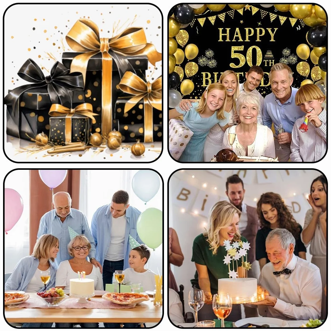 50° Set di oggetti scena per foto di compleanno, Photo Booth Compleanno Accessori Fai da Te Carta per Festa Compleanno Gadget 50 Anni feste di compleanno (30PCS)