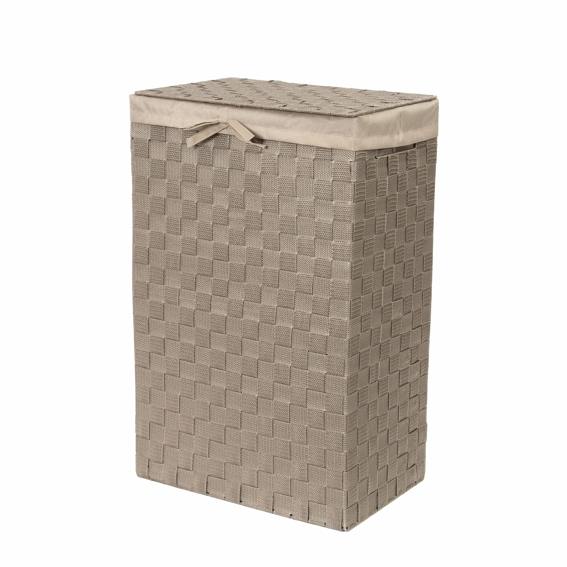 Cesto Portabiancheria Quadrato con Coperchio 38x25x60H cm Talpa Tessuto Struttura Metallo Fodera Lino Rimovibile
