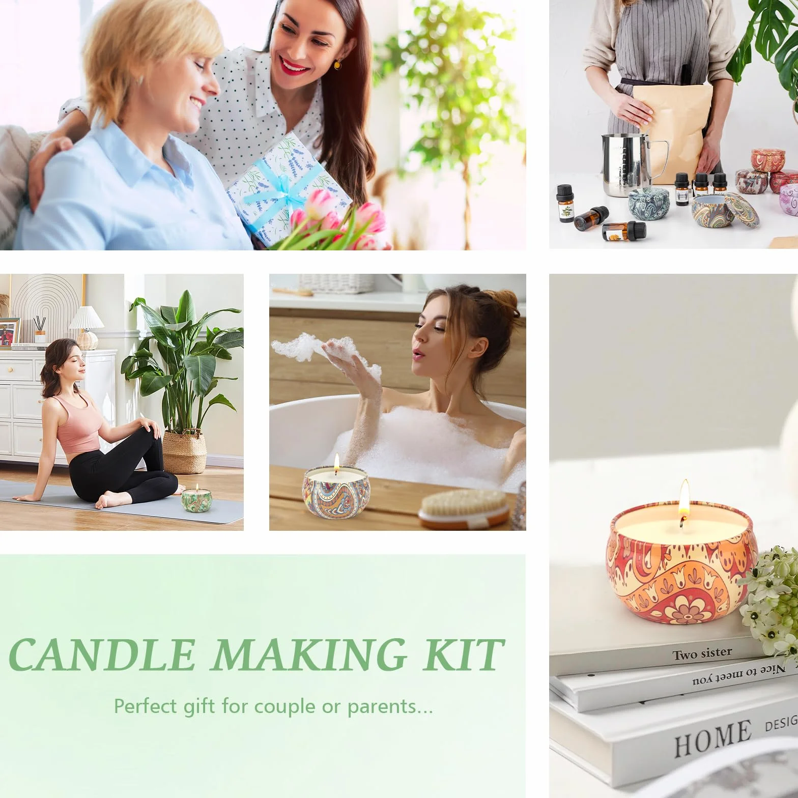 VICBAY Kit Candele Fai Da Te, 480g Cera Soia, 9 Barattoli, 6 Oli Profumati, DIY Set Regalo