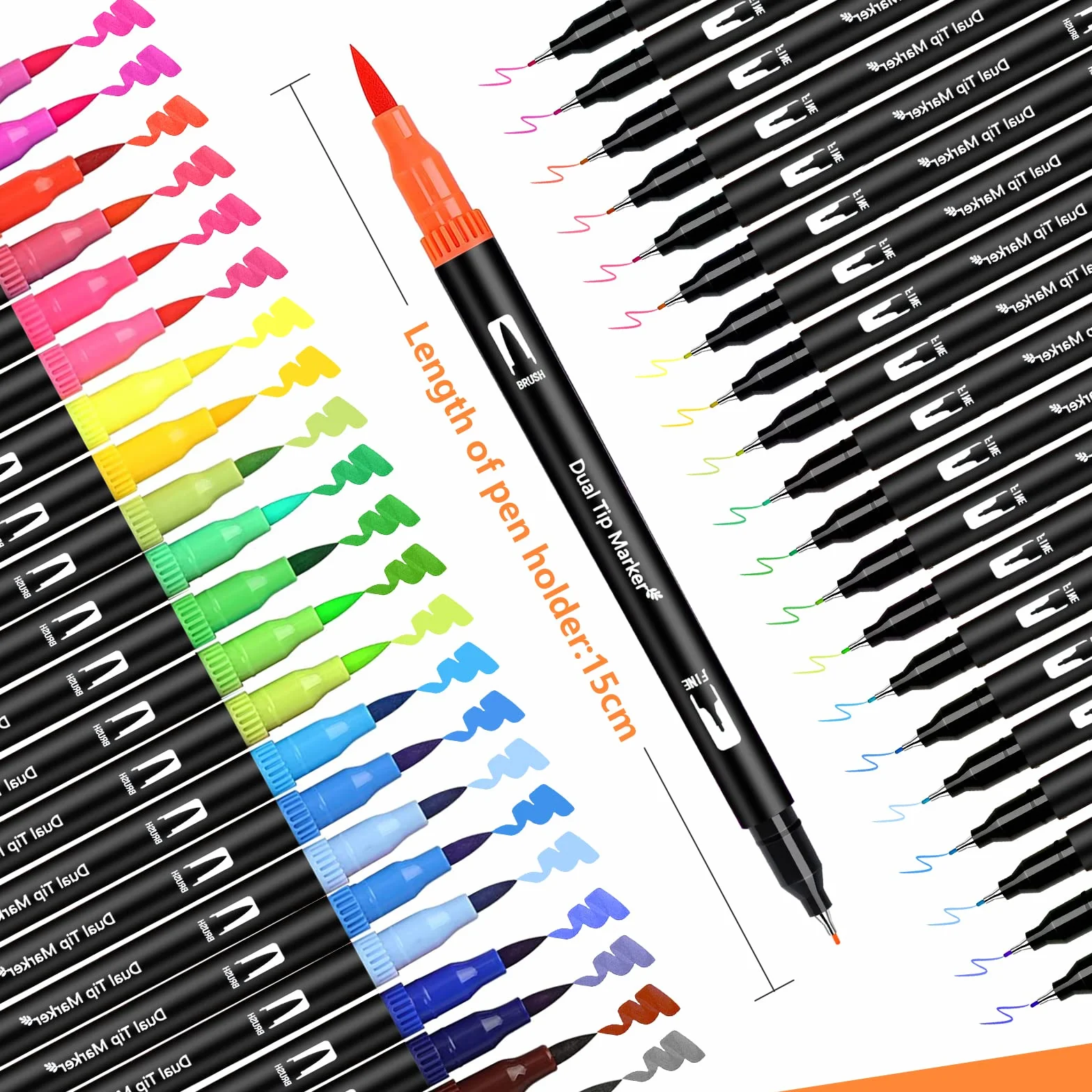 Pennarelli lettering 120 colori, punte pennello e doppia sottile, kit acquerellabili professionali
