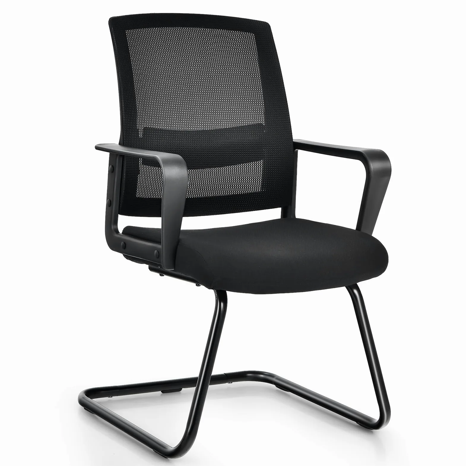 GIANTEX Sedia da ufficio, per riunioni e riunioni, ergonomica, con braccioli e supporto lombare, struttura in metallo, portata fino a 136 kg, seduta imbottita