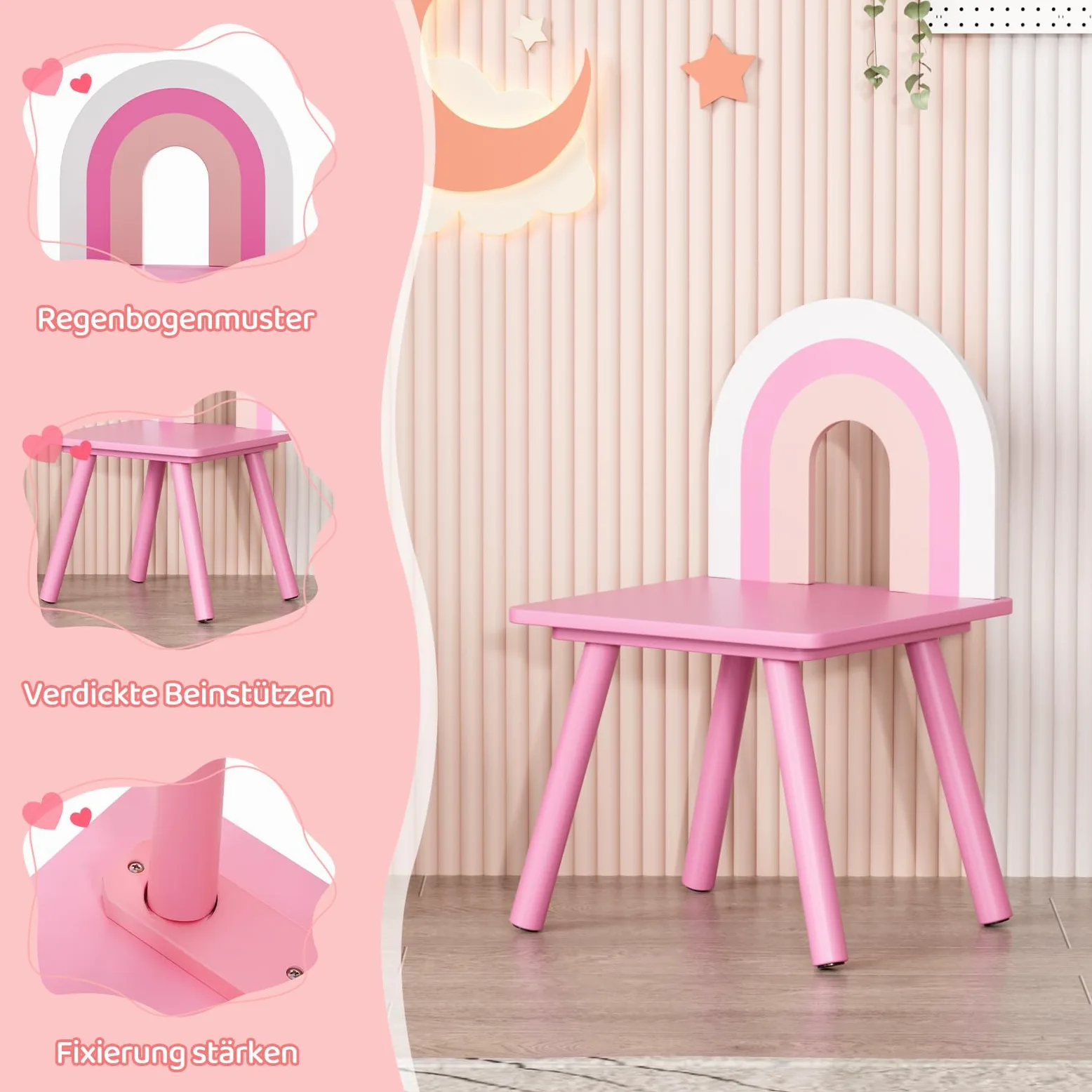 MAMIZO Toeletta Trucco Bambina, Tavolino da Trucco per Bambine con Specchio Rimovibile, 2 in 1 Toeletta per Bambini con Sgabello e Cassetti, Robusto e Stabile, 73,5x40x90,5cm (Rosa)