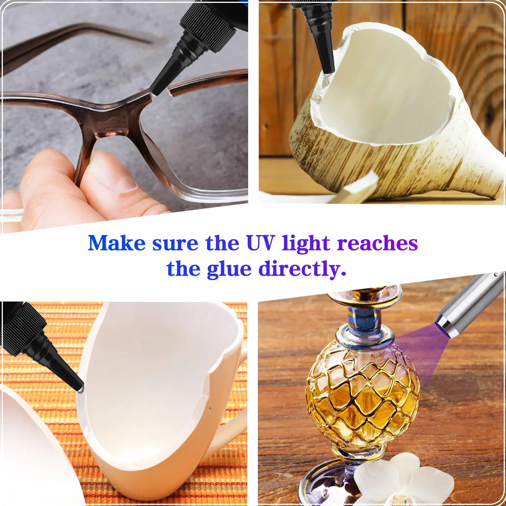 Kit Resina UV 60g con Luce 395nm - Colla UV Professionale per Gioielli, Riparazioni Plastica/Vetro - Polimerizzazione in Secondi, Adesione Forte Senza Bolle - Ideale per DIY e Lavorazioni Artigianali