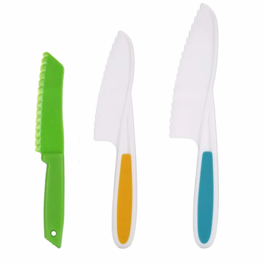 3 coltelli da cucina per bambini, di sicurezza, per tagliare frutta o verdura, regalo perfetto per la notte del vino, compleanno, per bambini dai 3 anni in su