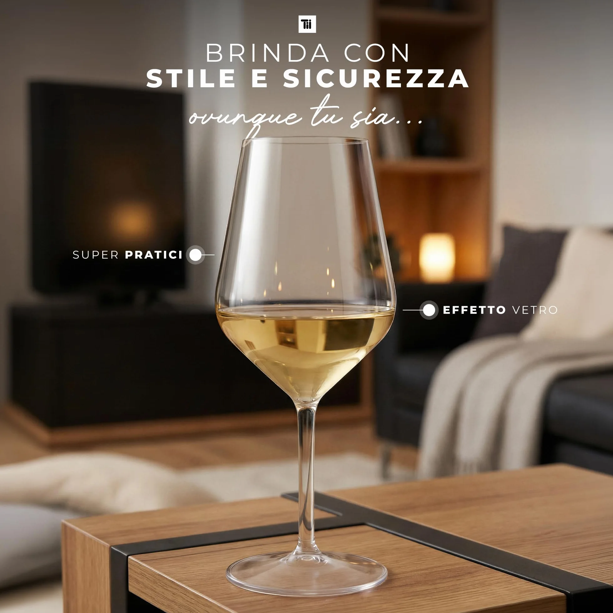 TUNDRA Set 6 CALICI PLASTICA Tritan® 47 cl Vino Cocktail BPA-Free Lavabili Lavastoviglie