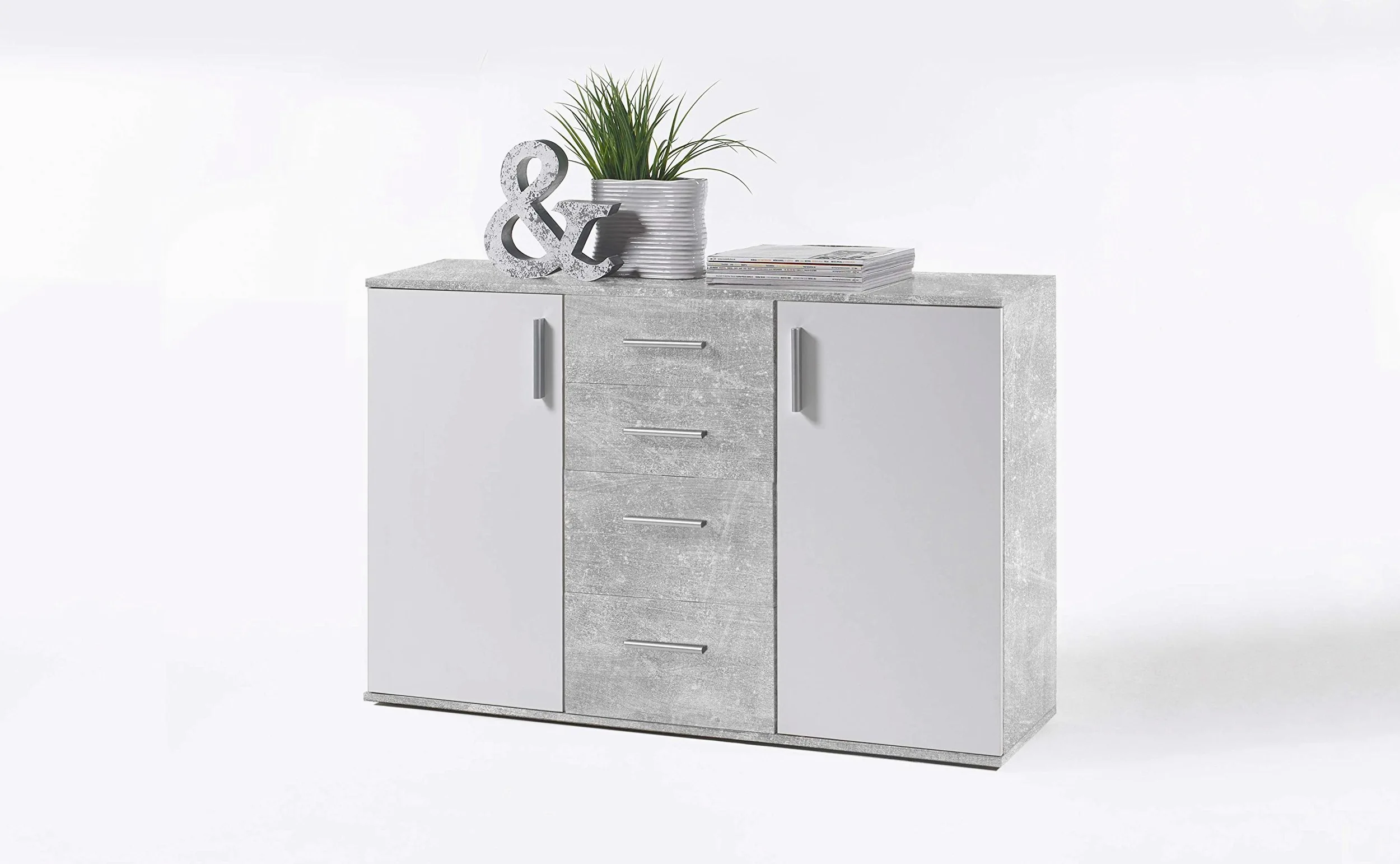 AVANTI TRENDSTORE - Bea - Comò in legno laminato con 2 ante e 4 cassetti, disponibile in diversi colorazioni. Dimensioni: LAP 120x84x35 cm