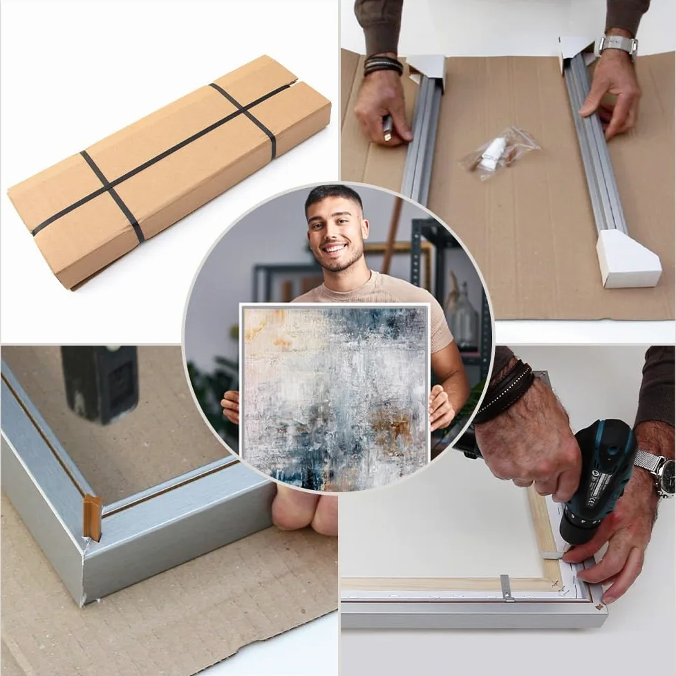 Bildershop-24 Cornice per giunti ombreggiati Lamia, 100 x 120 cm, foglio d'oro, Kit di autoassemblaggio fai da te