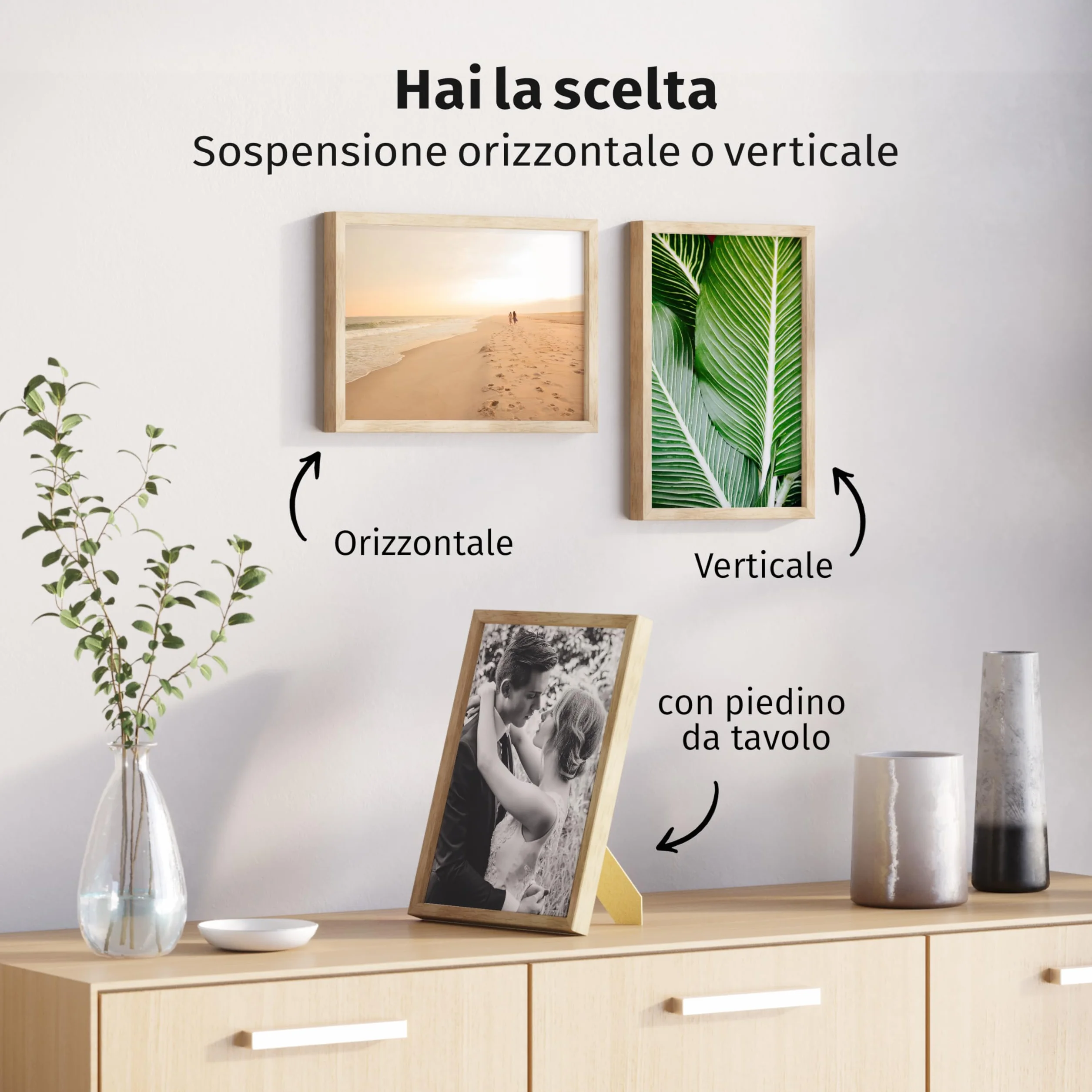 Cornice portafoto di alta qualità, in rovere DIN A4 (21 x 29,7 cm), in vero legno di quercia con vetro acrilico infrangibile