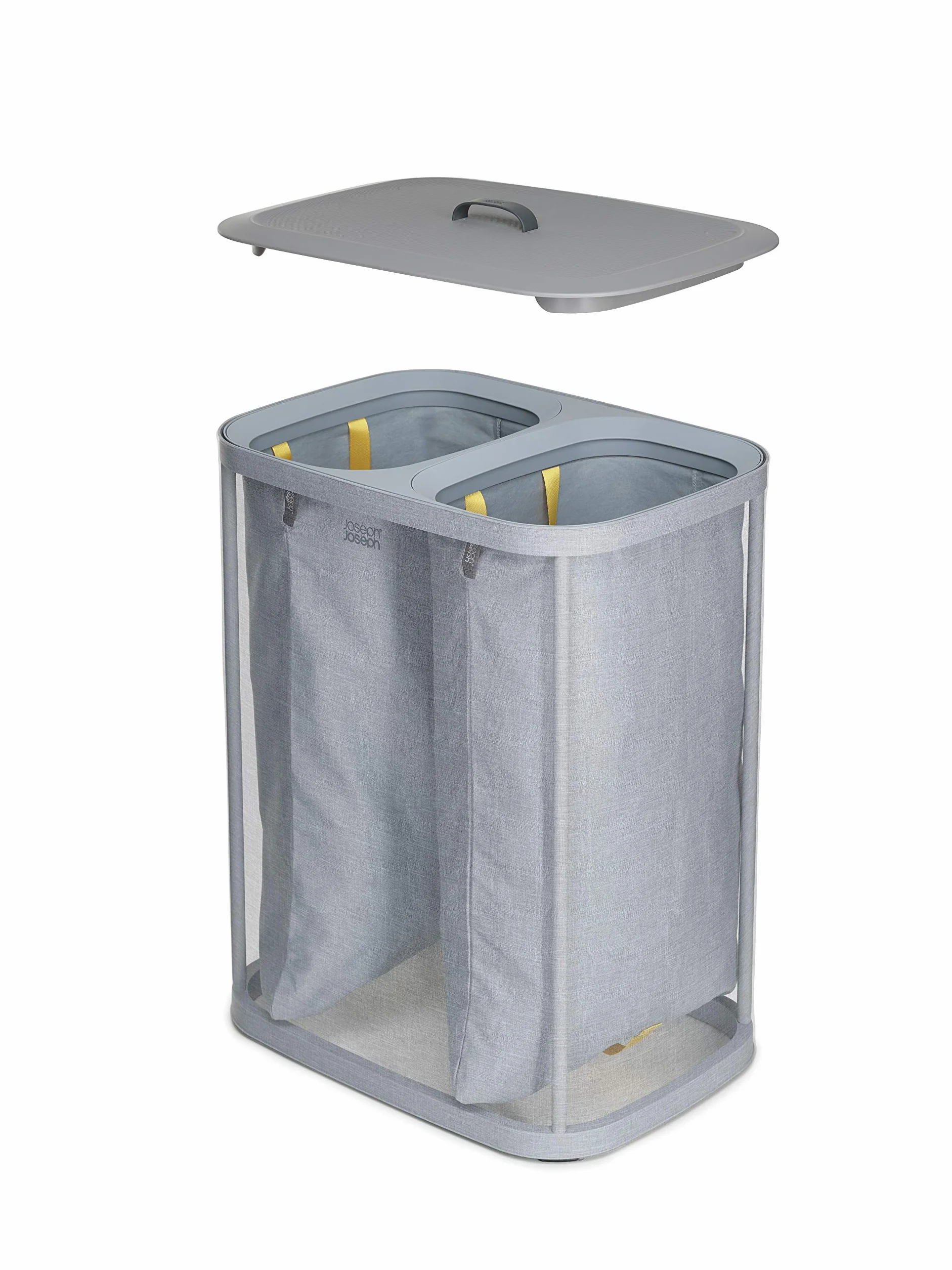 Joseph Joseph Tota Cesto da Biancheria 90 litri con separatore, 2 sacchi rimovibili Grigio