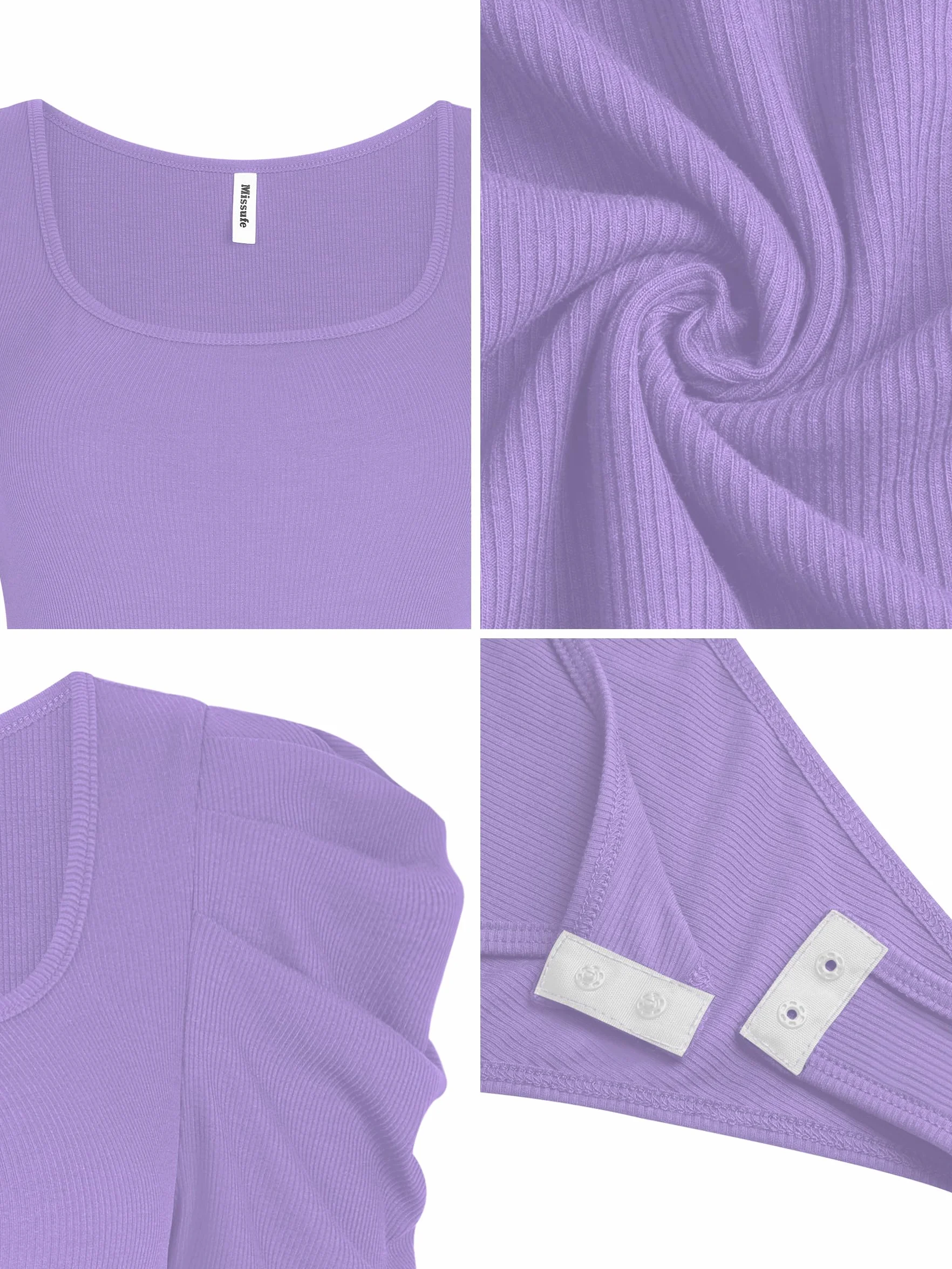 Missufe Body da donna elegante, a maniche corte, sottile, a maniche corte, a sbuffo, maglietta da donna