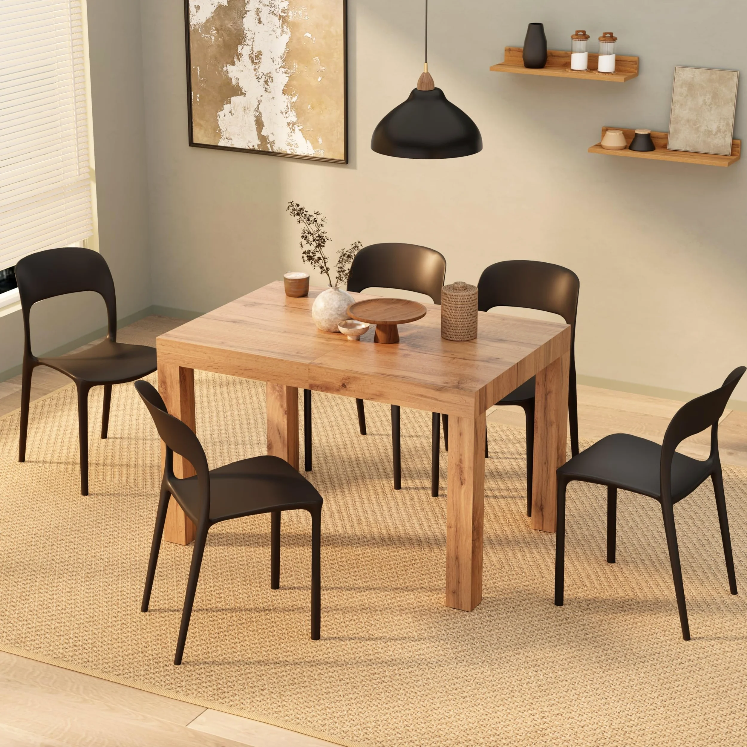 Mobili Fiver, Tavolo Allungabile First, 120(200) x80 cm, Rovere Rustico, per 6-8 persone, Tavolo Cucina, Soggiorno, Made in Italy