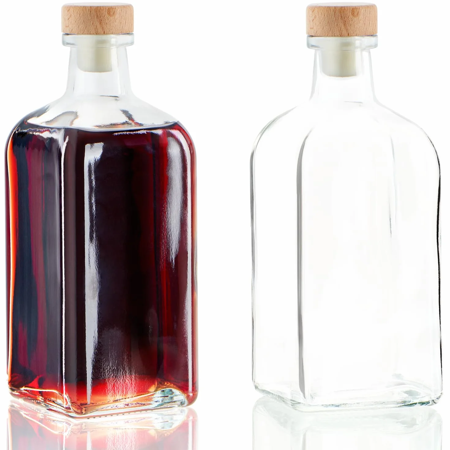 6x Bottiglie in Vetro 500 ml con Tappo in Sughero, Contenitori Vuoti per Olio, Aceto o Liquori