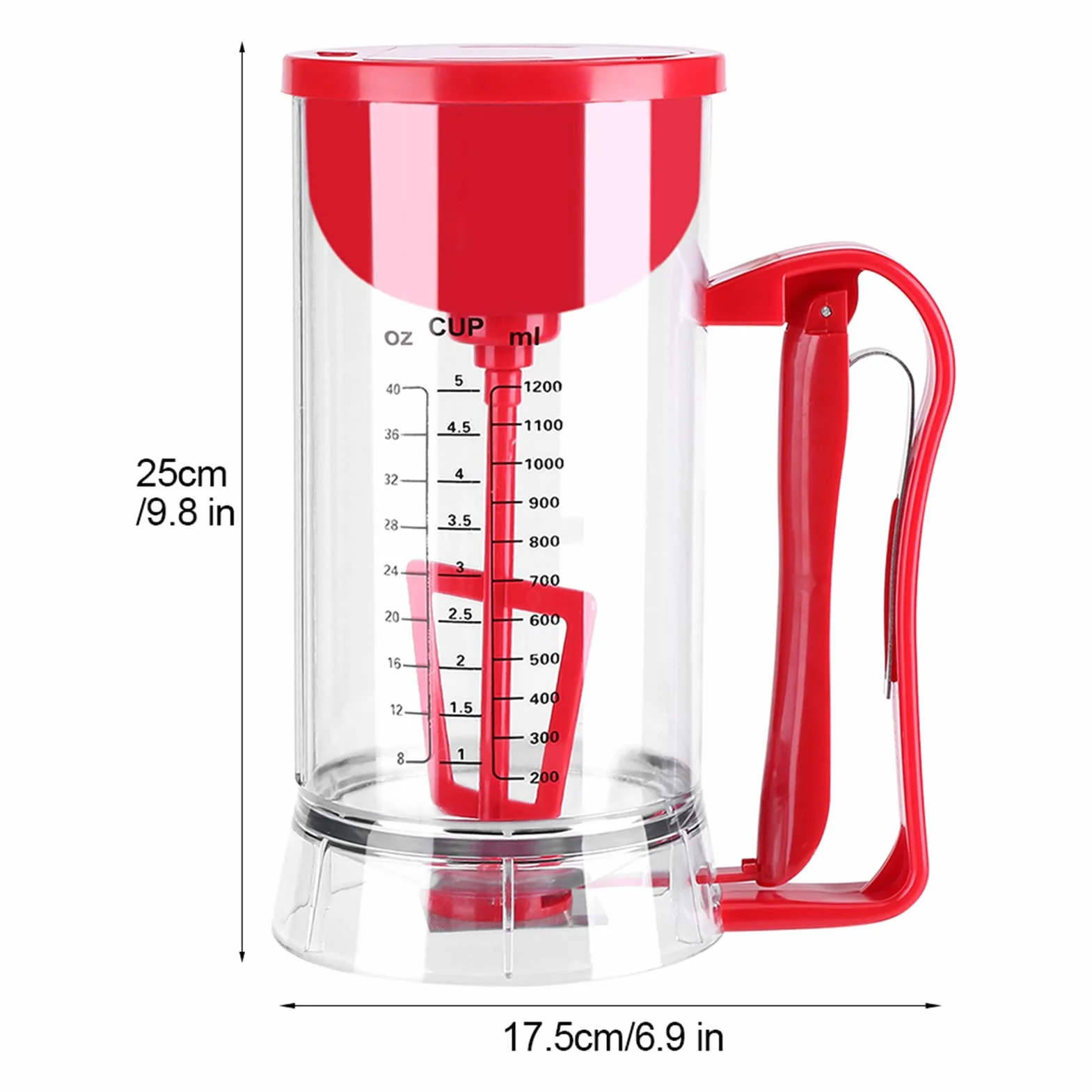 Dispenser per Pastella per Pancake 1200 Ml, Frullatore Elettrico, Dosatore per Cupcakes, Muffin, Ciambelle