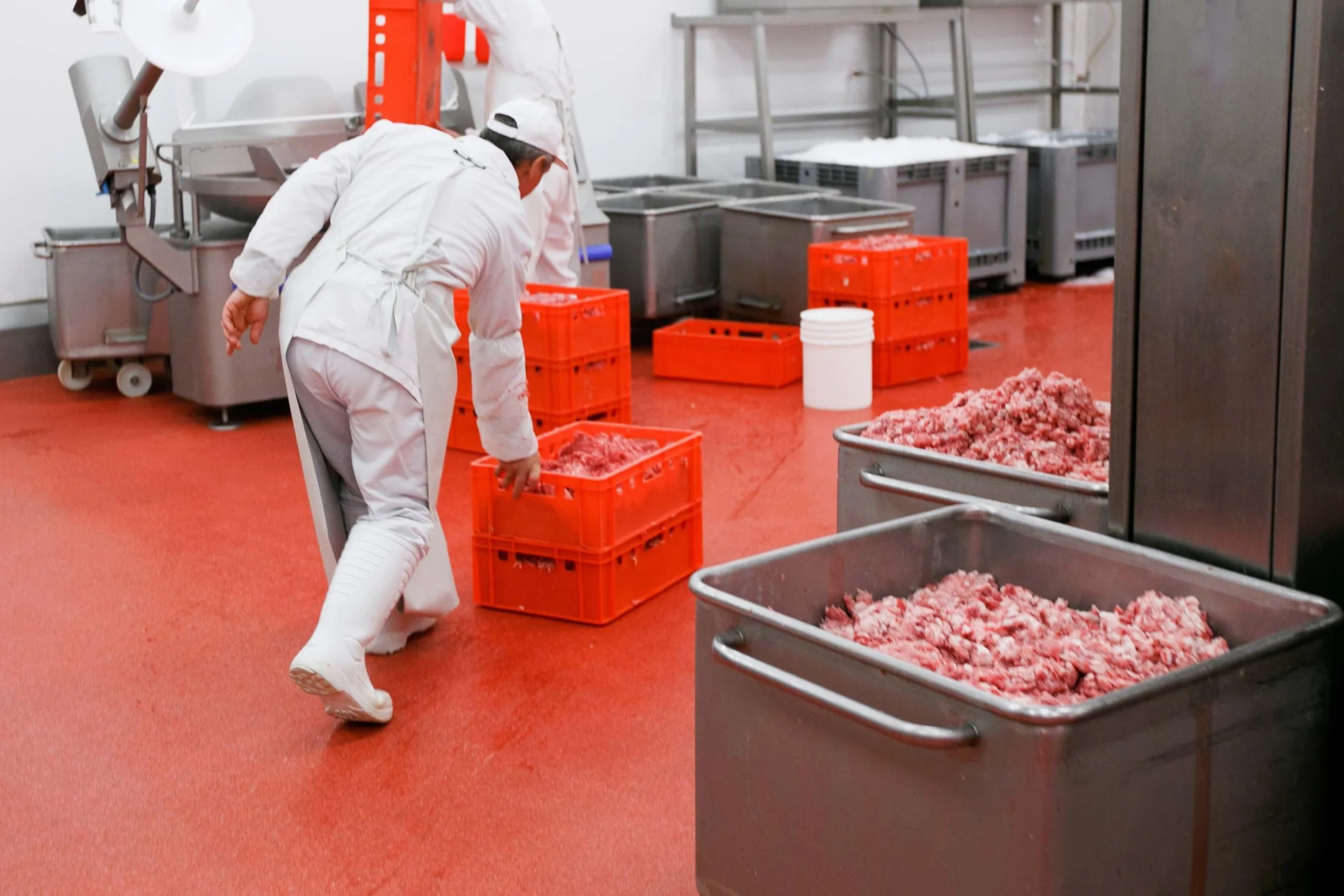 BURI 1 cassetta per carne E2, rosso, 60 x 40 x 20 cm, per macellaio, per uso alimentare, robusta, impilabile