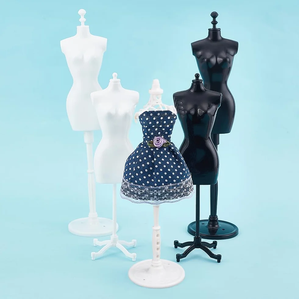 NBEADS 5 Set Mini Manichino Display Modello, Supporto Plastica Mannequin Holder Dress Form per Abiti Fai Da Te