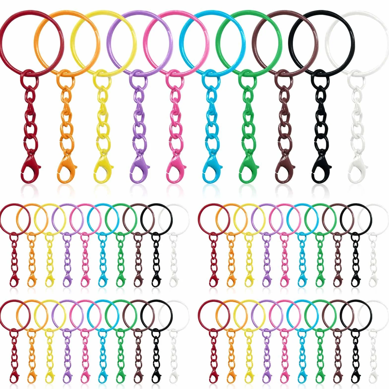 Anelli per Portachiavi Fai Da Te,Anelli Portachiavi con Catenella,100 Pezzi Anello Portachiavi,Keychain per Porta Chiavi Mestieri Lavori di Bricolage