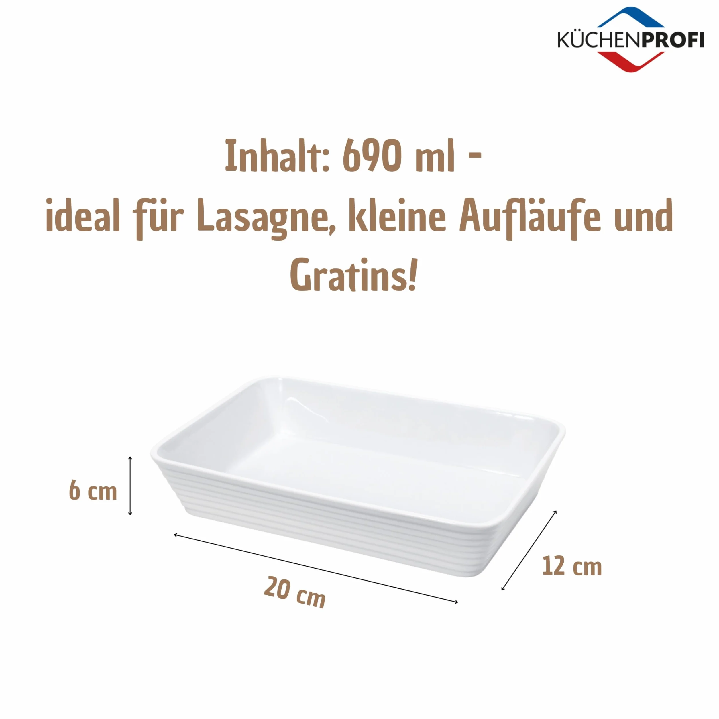 Küchenprofi 750118220 - Teglia per sformati in porcellana, rettangolare, 20 cm
