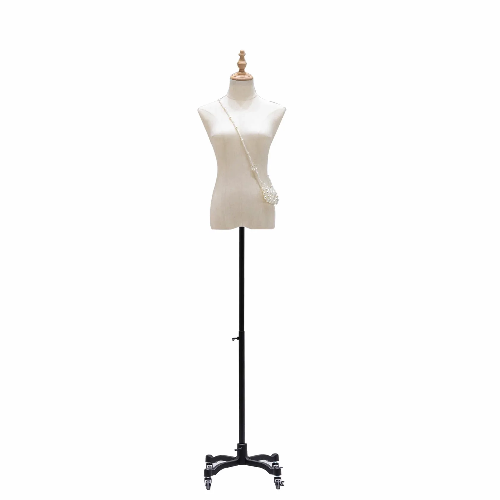 Mannequin busto da donna, altezza regolabile 130-190 cm, modello manichino con base mobile in metallo, per abbigliamento, abbigliamento, gioielli, cucito, senza testa e braccioli